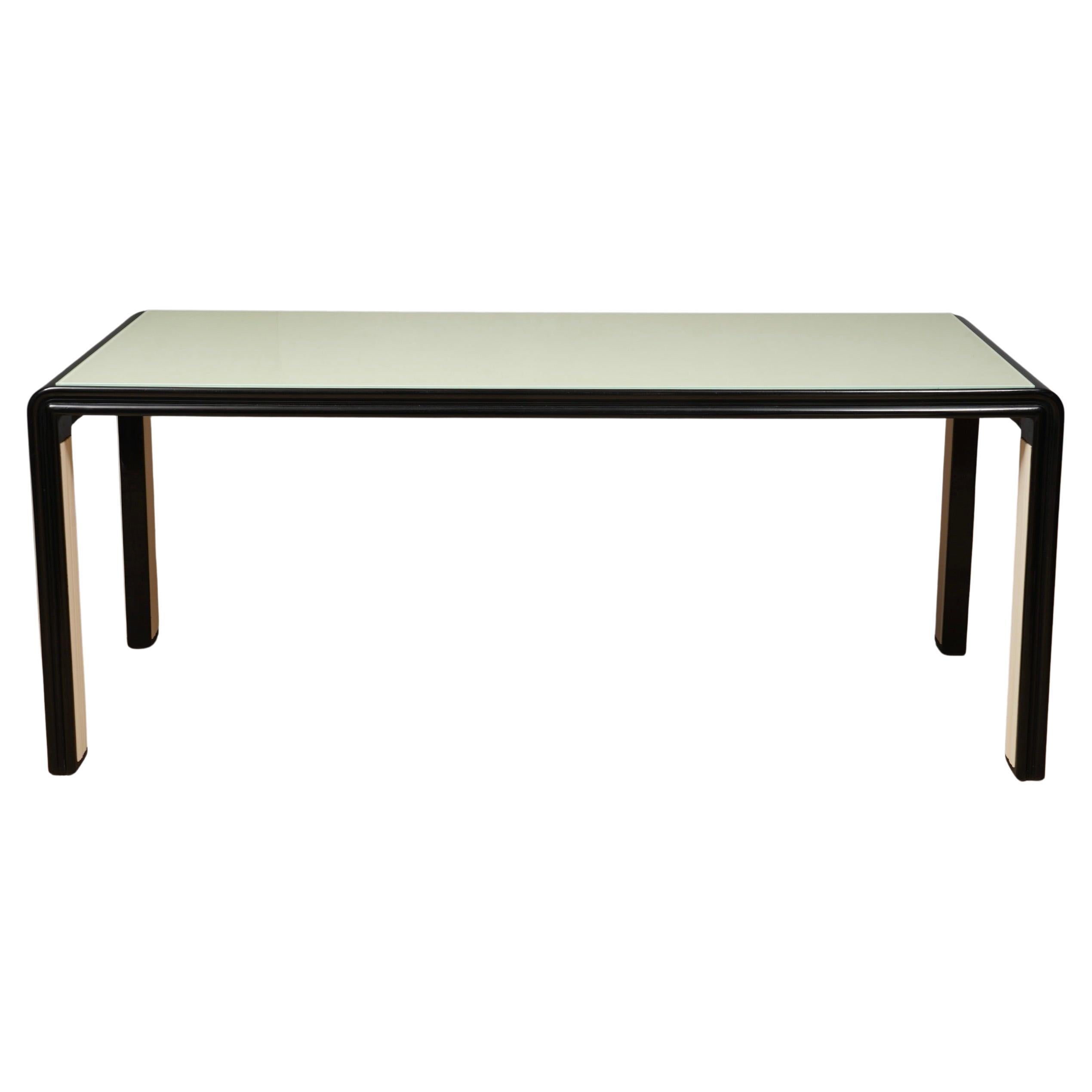 Murano Kunstglas und Buchenholz Esszimmer / Konferenztisch, 1970 im Angebot
