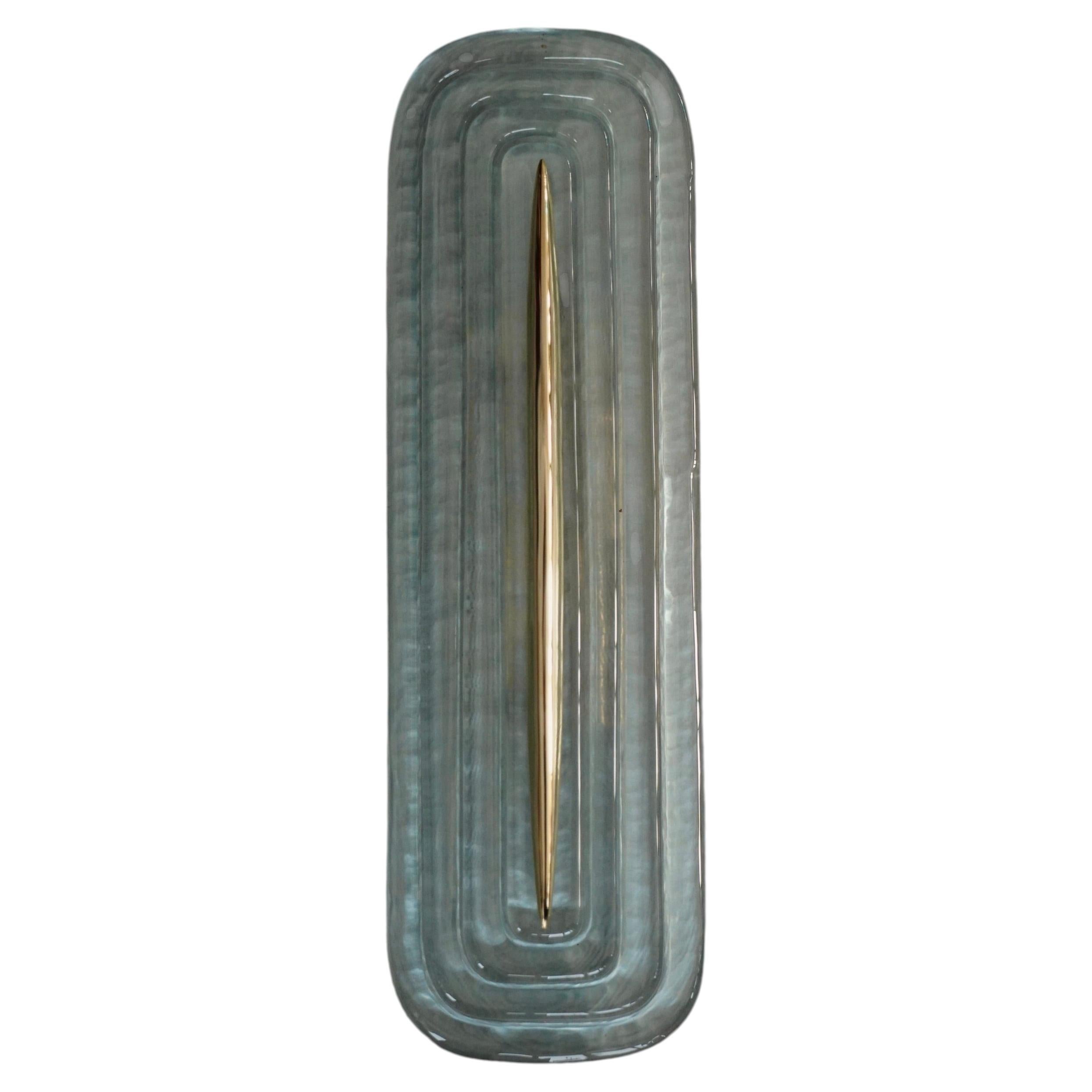 Murano Art Glass and Brass Aqua Green Color ArtDeco Wall Light and Sconces, 2020