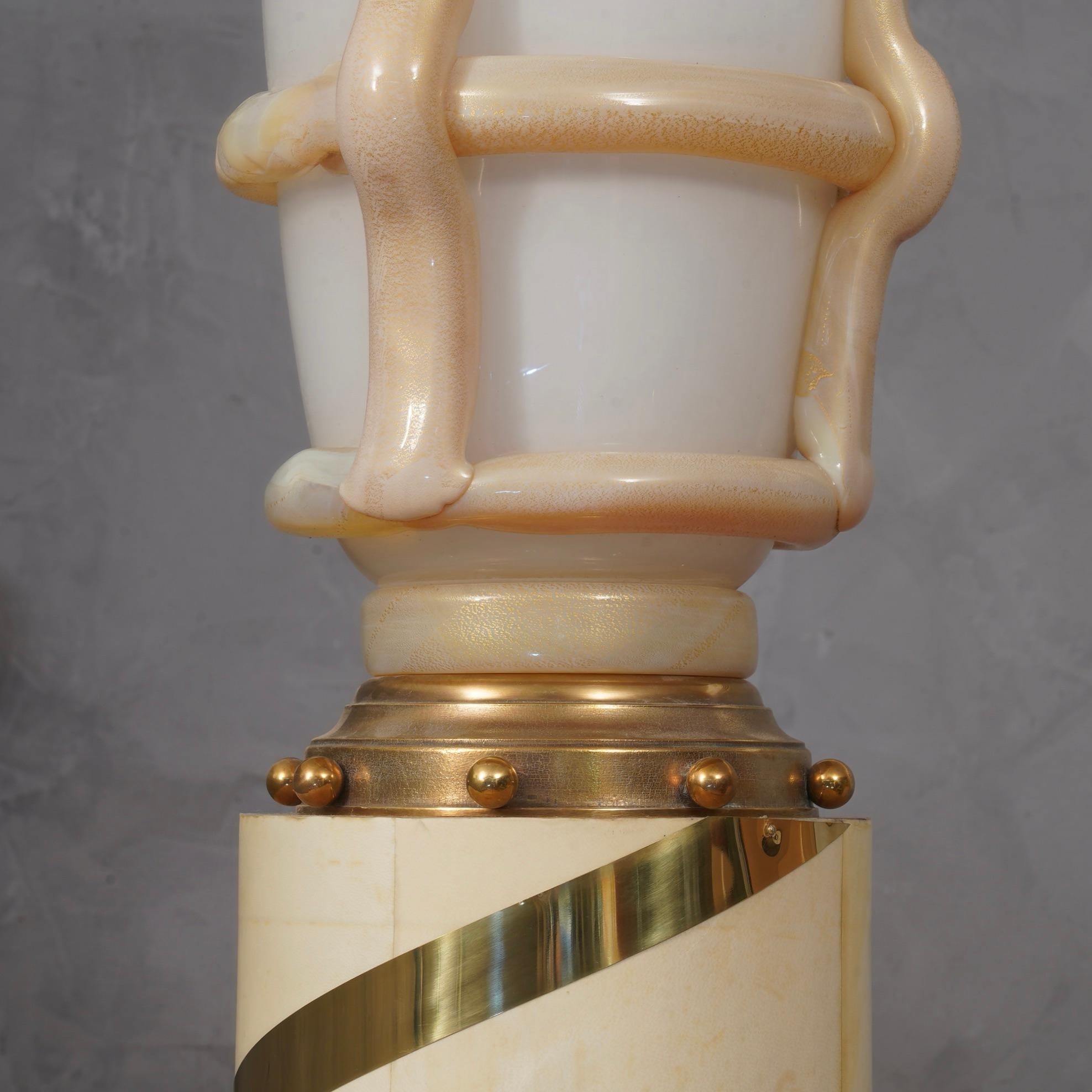 Murano Art Glass and Brass Art Deco Floor Lamps, 1940 (Italienisch) im Angebot