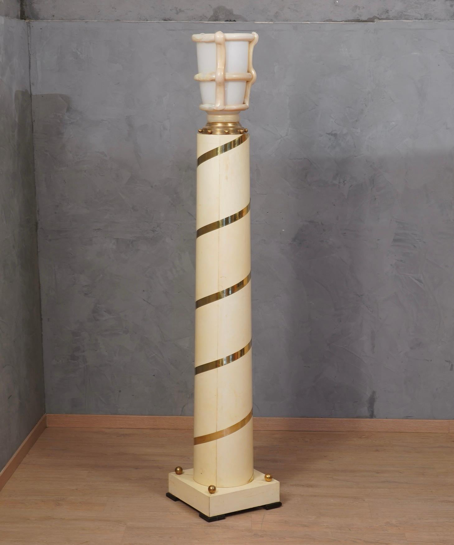 Murano Art Glass and Brass Art Deco Floor Lamps, 1940 im Angebot 2