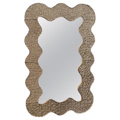 Espejo de pared de consola de cristal artístico de Murano y latón, 2000