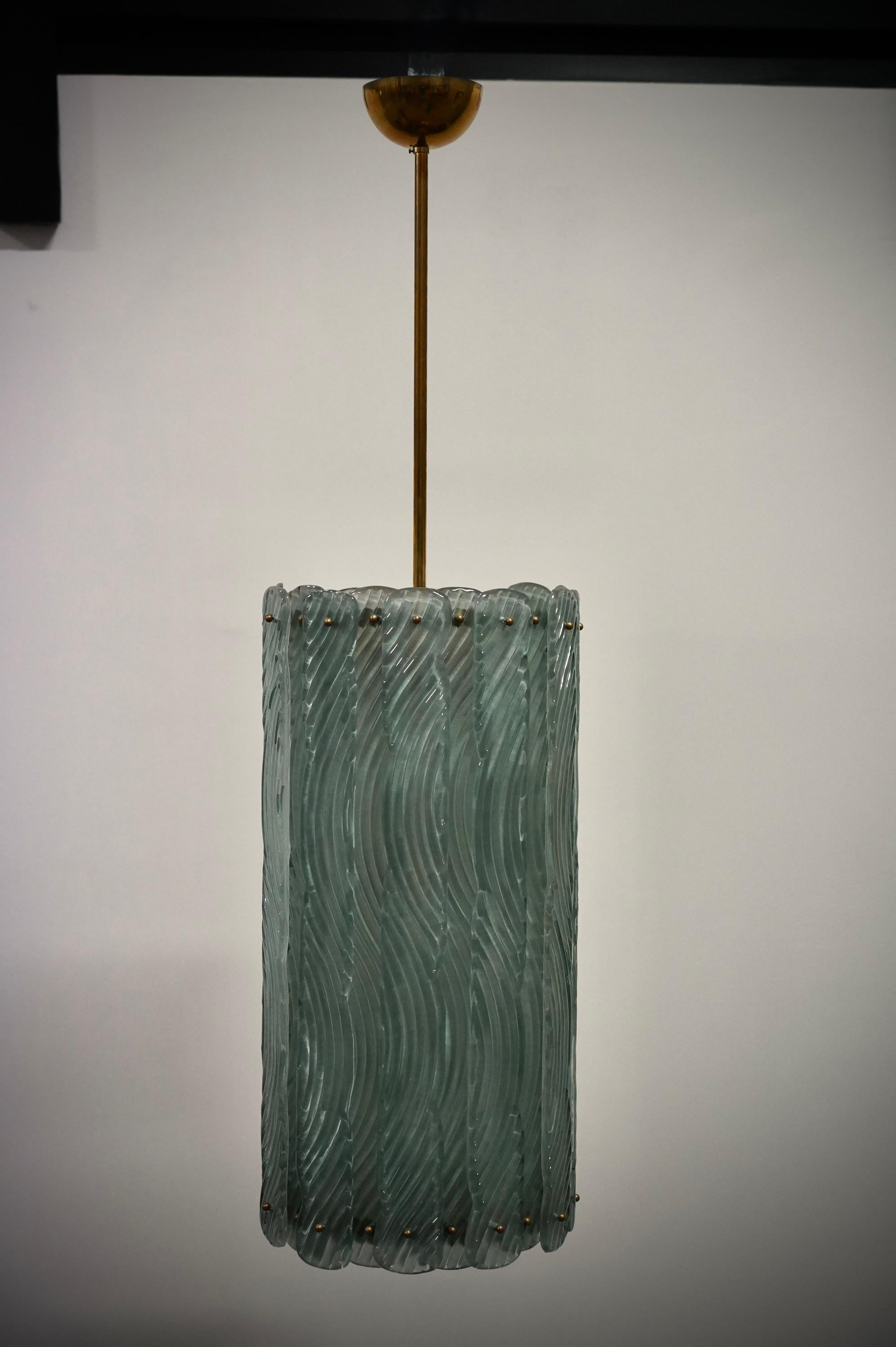Lampadario e pendente in vetro artistico di Murano e ottone The Artful Green, 2020 In condizioni buone in vendita a Rome, IT
