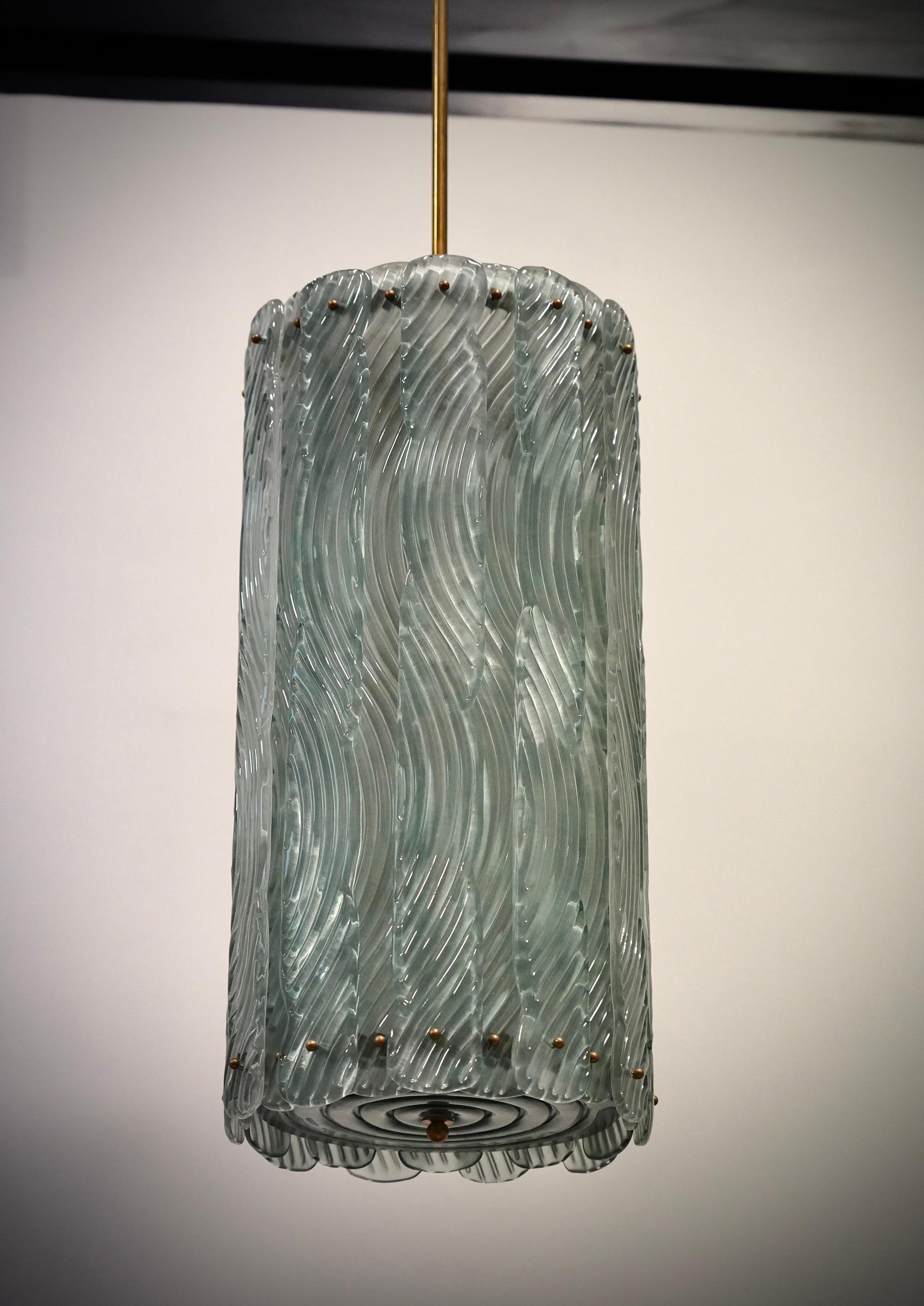 Ottone Lampadario e pendente in vetro artistico di Murano e ottone The Artful Green, 2020 in vendita