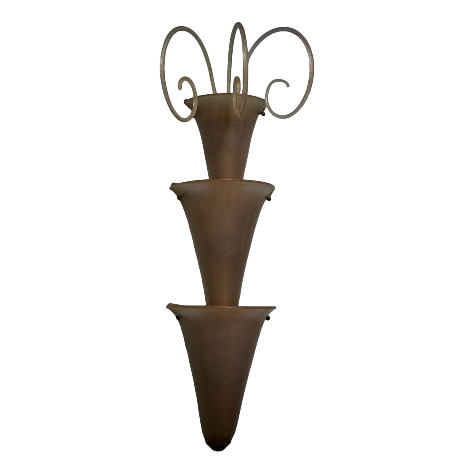 Murano Kunstglas und Messing Gold und Taubengrau Farbe Wandleuchte und Wandleuchter, 1990 im Angebot