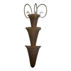 Murano Kunstglas und Messing Gold und Taubengrau Farbe Wandleuchte und Wandleuchter, 1990