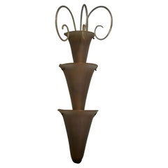 Murano Art Glass and Brass Gold and Dove Gray Color Wall Light and Sconces, 1990