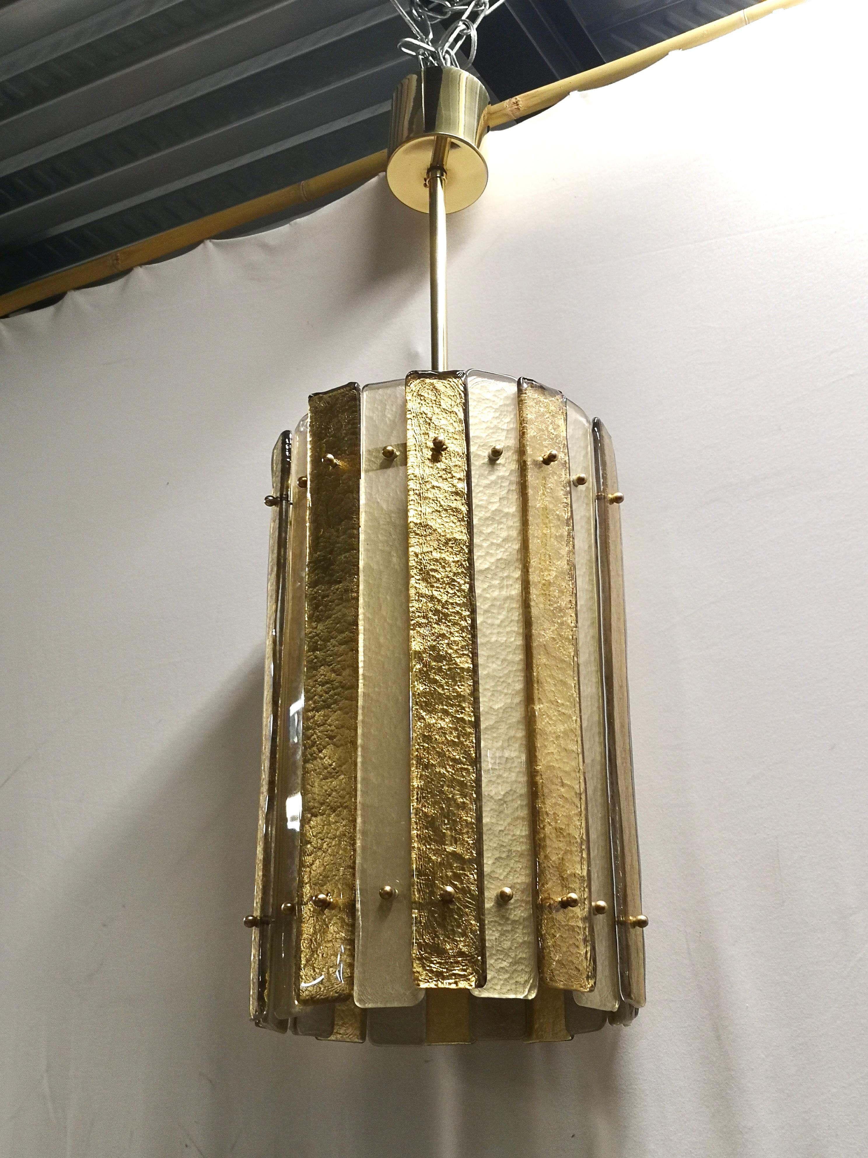 Lanterne/lustre et pendentif en verre d'art de Murano et laiton de couleur or, 2020 en vente 1