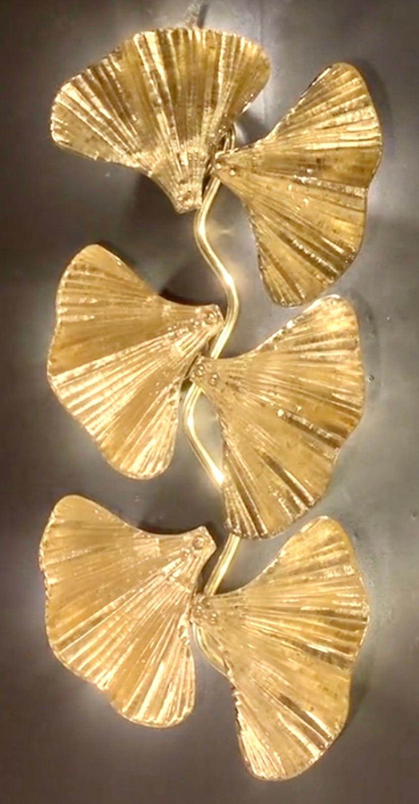 Wandleuchte aus Murano-Kunstglas und Messing in Goldfarbe, 1990 (Moderne der Mitte des Jahrhunderts) im Angebot