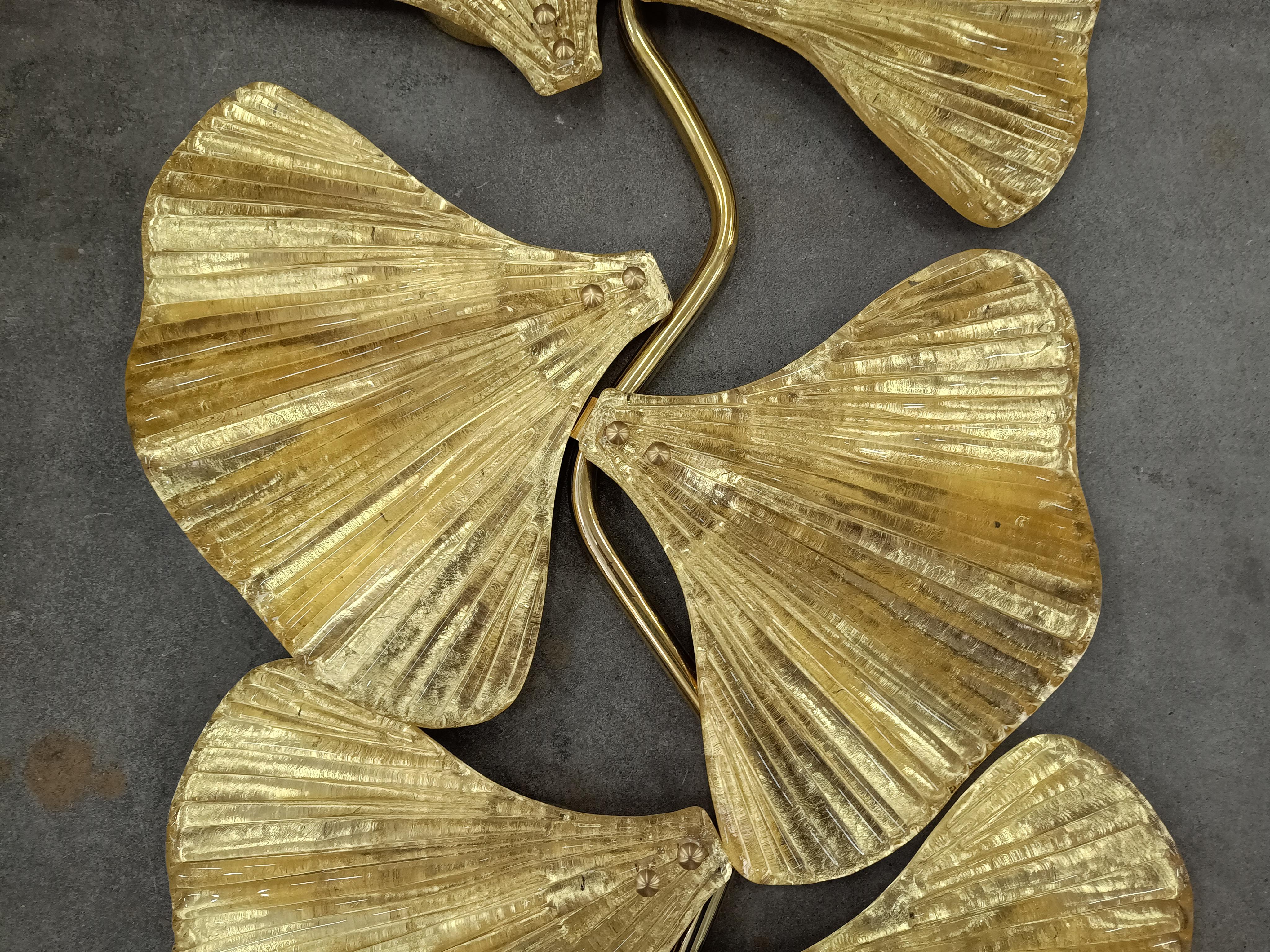 Wandleuchte aus Murano-Kunstglas und Messing in Goldfarbe, 1990 im Zustand „Gut“ im Angebot in Rome, IT