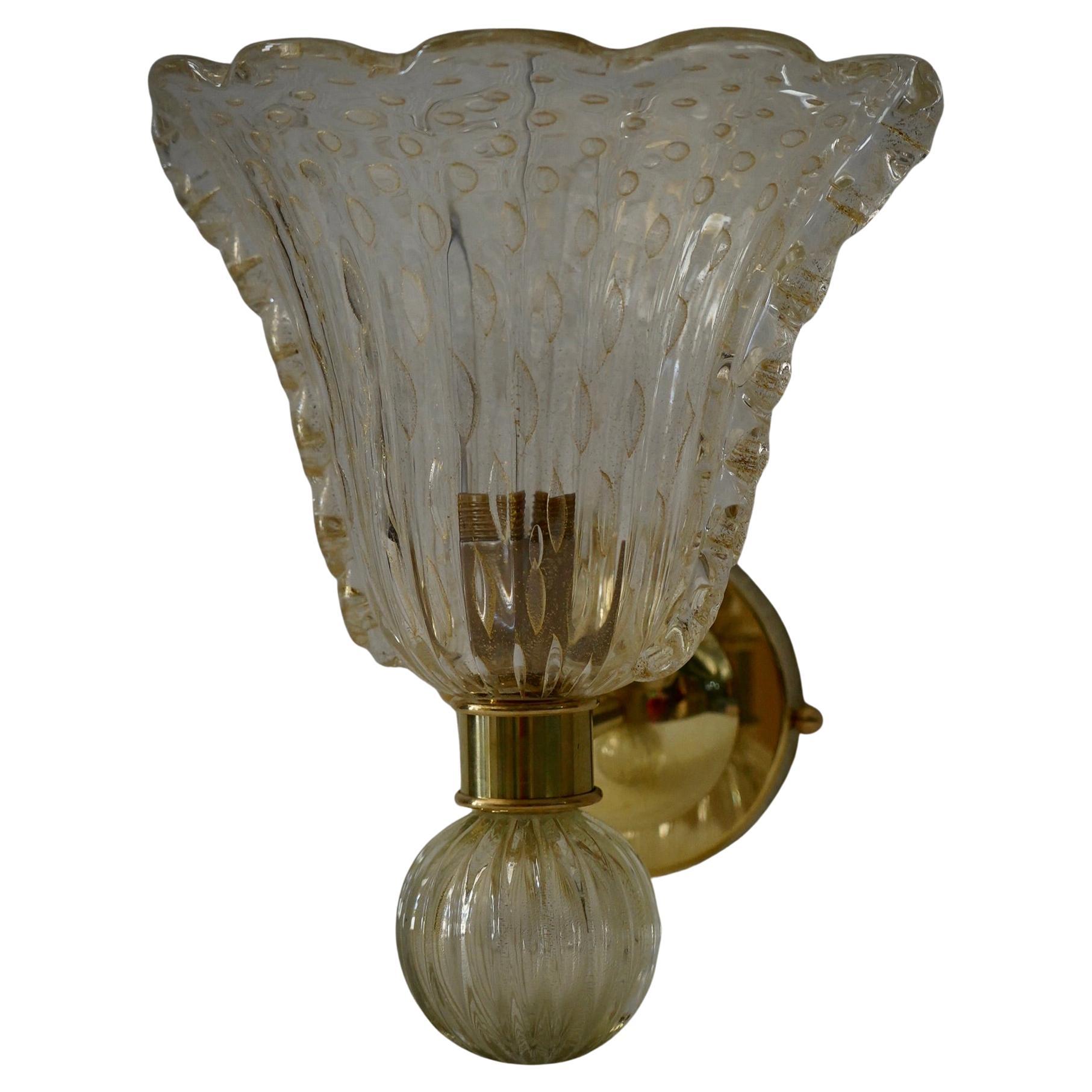 Murano Art Glass and Brass Gold Transparent Color Wall Light and Sconces, 2020 For Sale