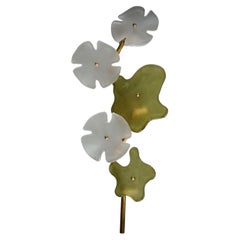 Murano Art Glass and Brass Green and Ice White Wall Light and Sconces, 2000