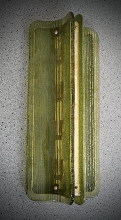 Murano Art Glass and Brass Green Color Art Deco Wall Light and Sconces, 2020