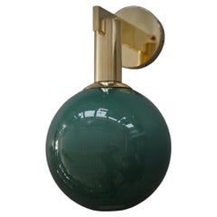 Applique murale et appliques Art Deco en verre d'art de Murano et laiton de couleur verte, 2020