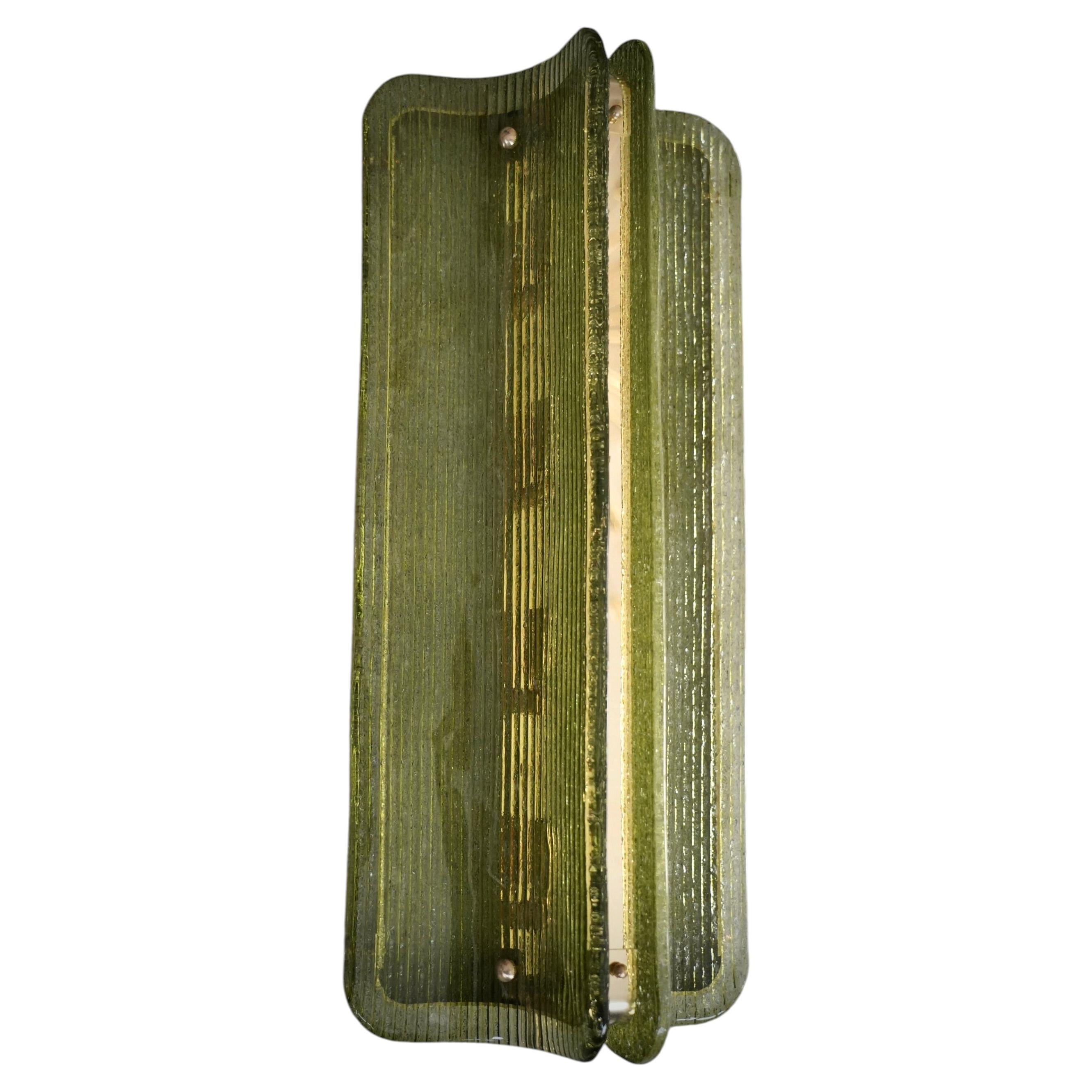 Murano Art Glass and Brass Green Color Art Deco Wall Light and Sconces, 2020