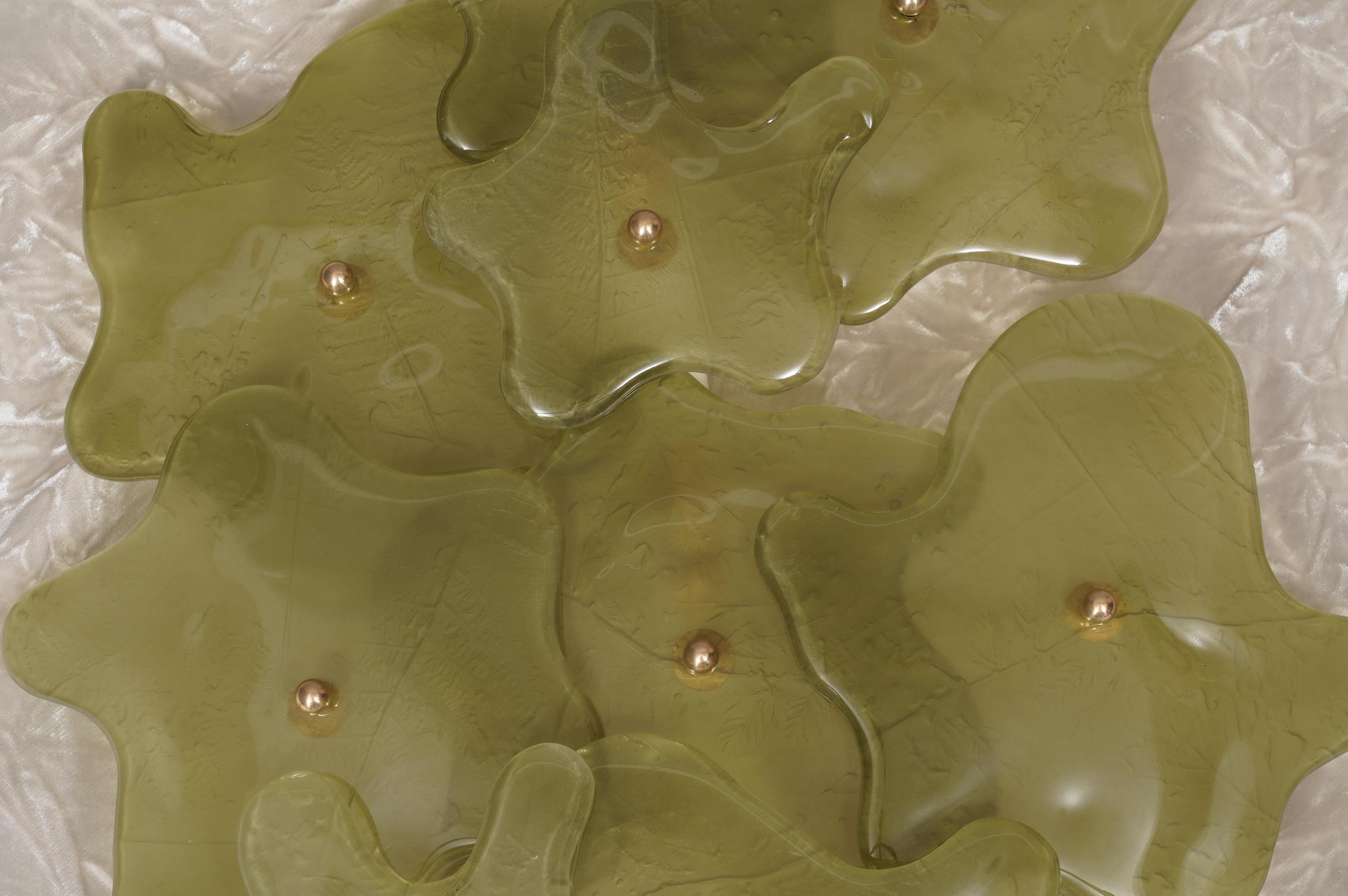 Aplique y Lámpara de Pared de Murano y Latón Color Verde, 2000 Moderno de mediados de siglo en venta
