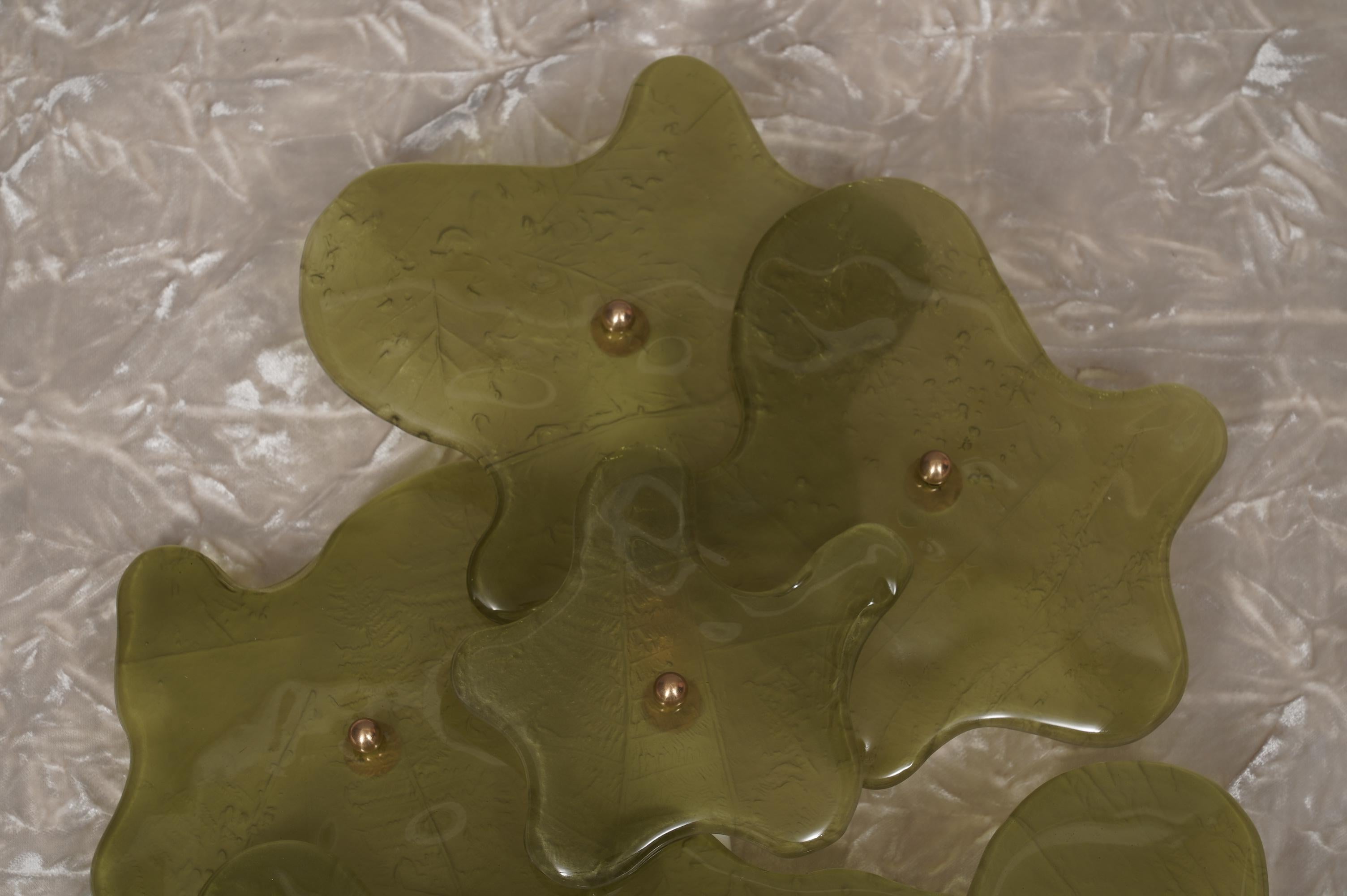 Aplique y Lámpara de Pared de Murano y Latón Color Verde, 2000 Italiano en venta