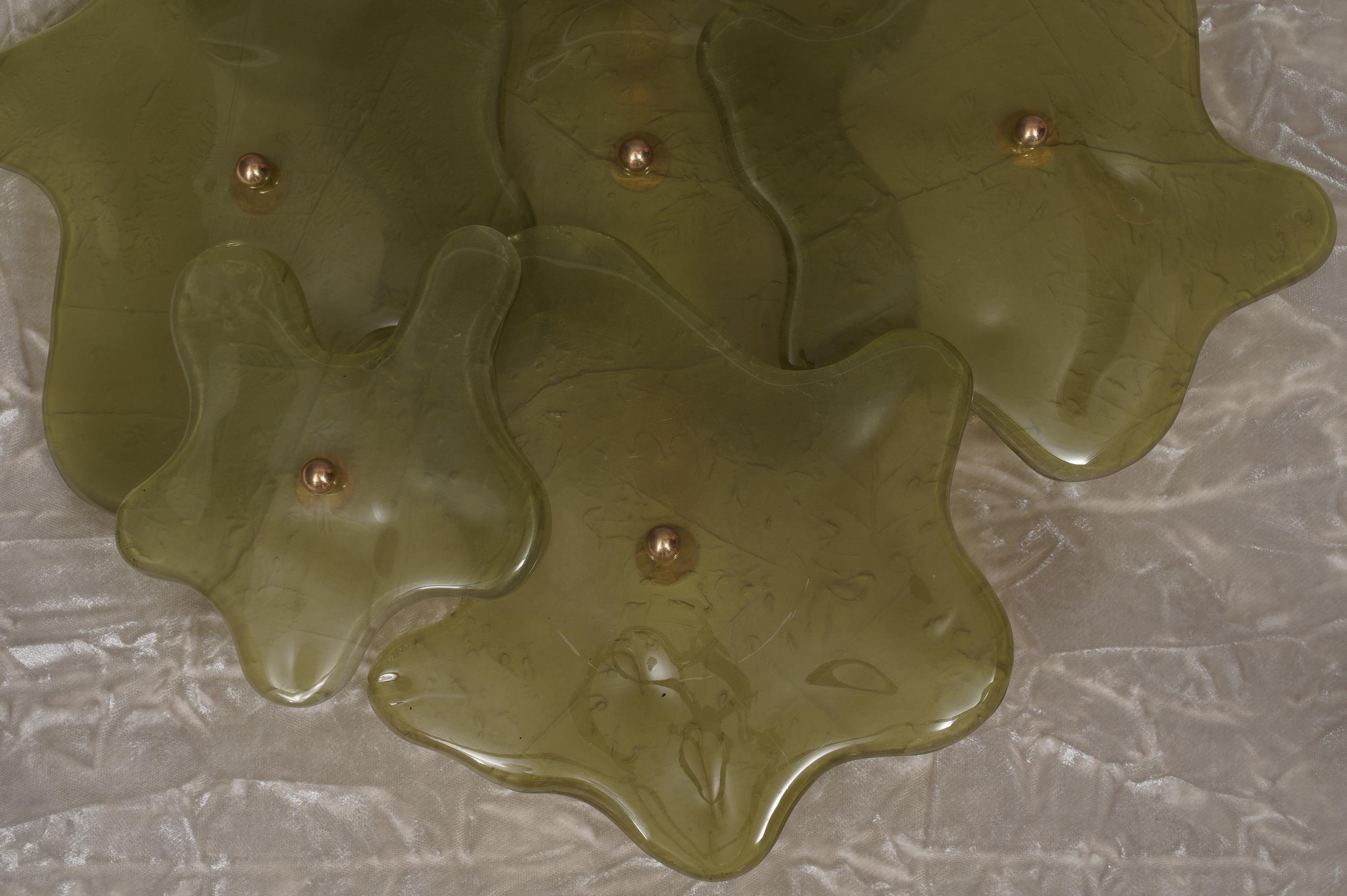 Aplique y Lámpara de Pared de Murano y Latón Color Verde, 2000 en Bueno estado para la venta en Rome, IT