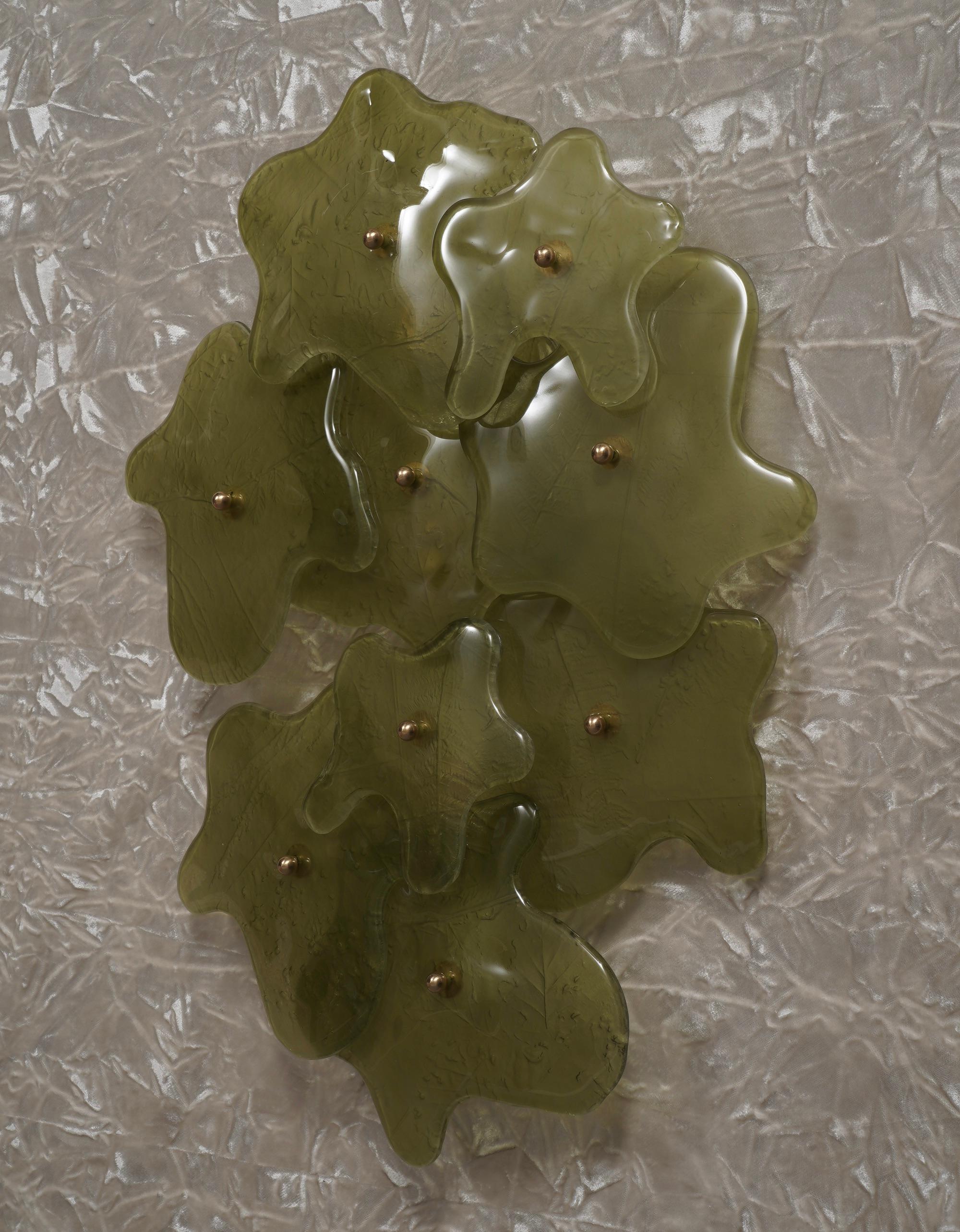 Aplique y Lámpara de Pared de Murano y Latón Color Verde, 2000 en venta 2