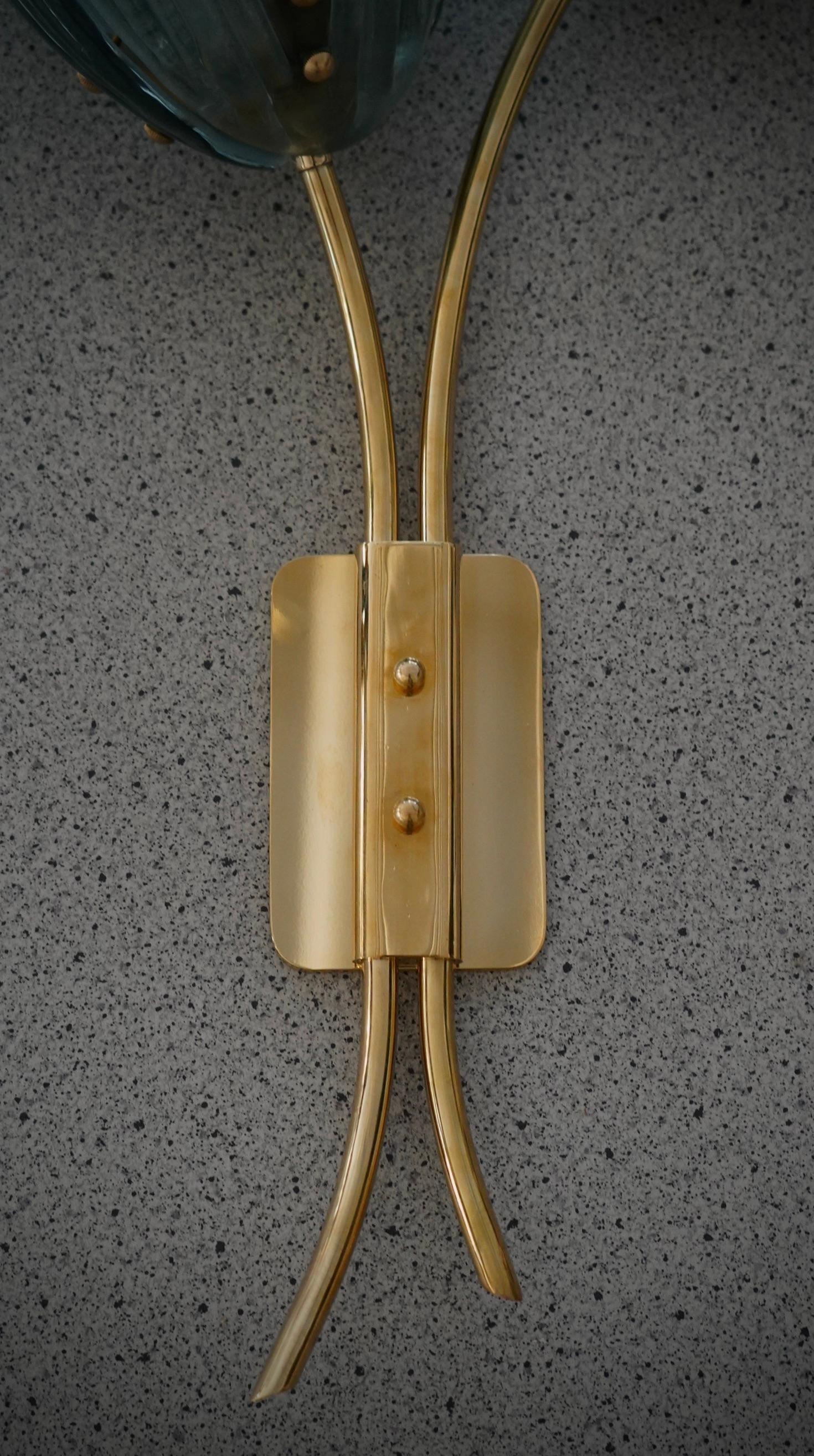 Aplique y Lámpara de Pared de Murano y Latón Color Verde, 2020 Italiano en venta