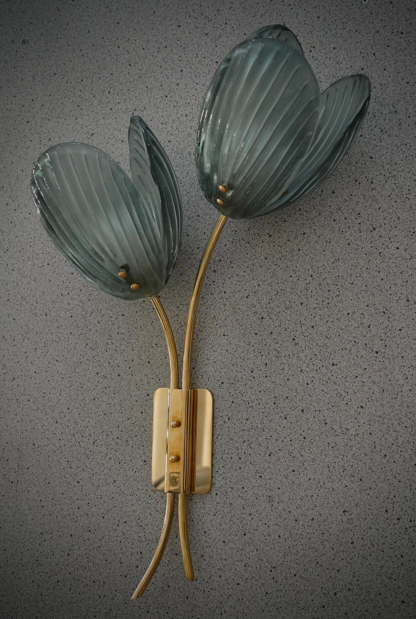 Aplique y Lámpara de Pared de Murano y Latón Color Verde, 2020 Siglo XXI y contemporáneo en venta