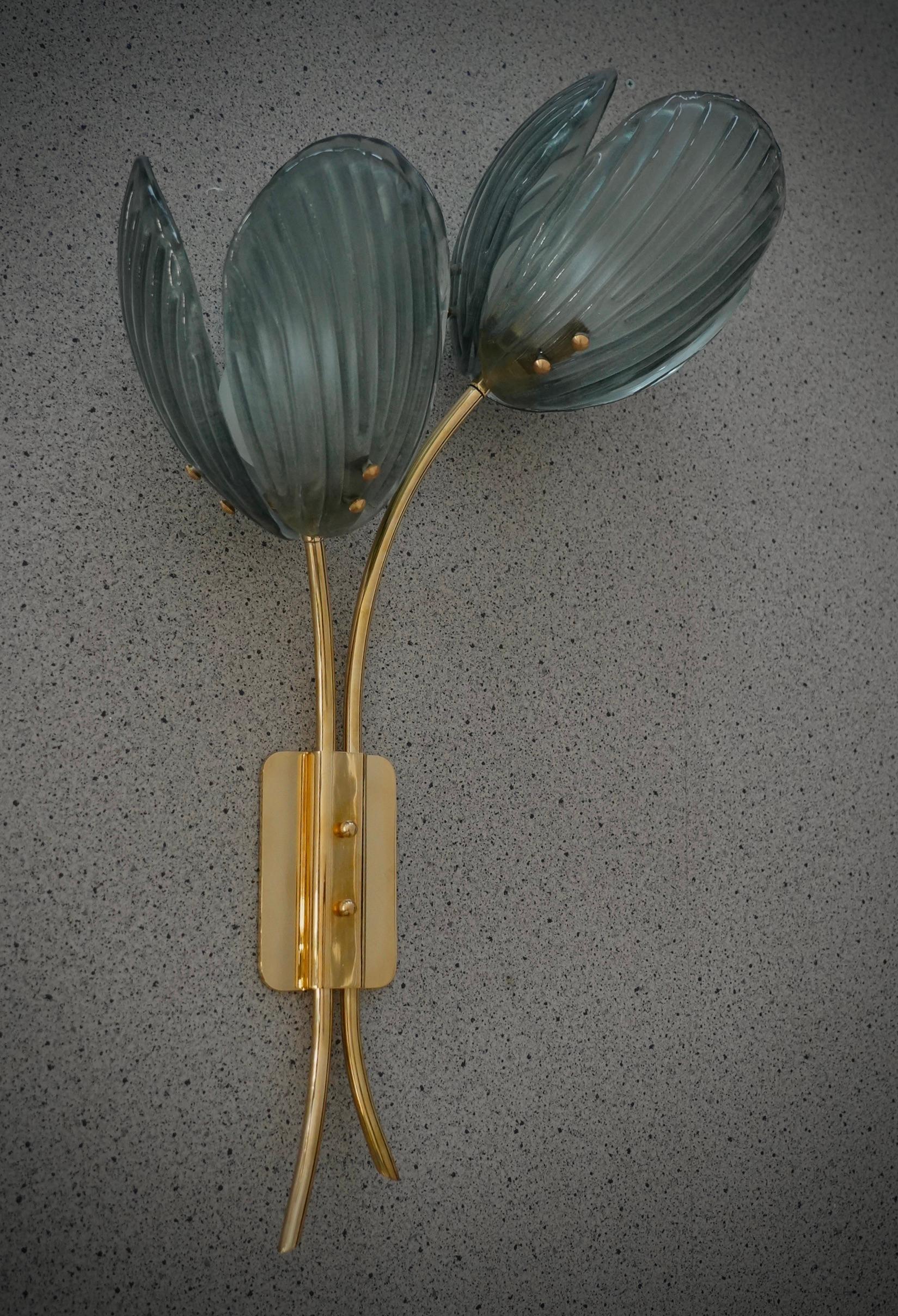 Aplique y Lámpara de Pared de Murano y Latón Color Verde, 2020 en venta 2