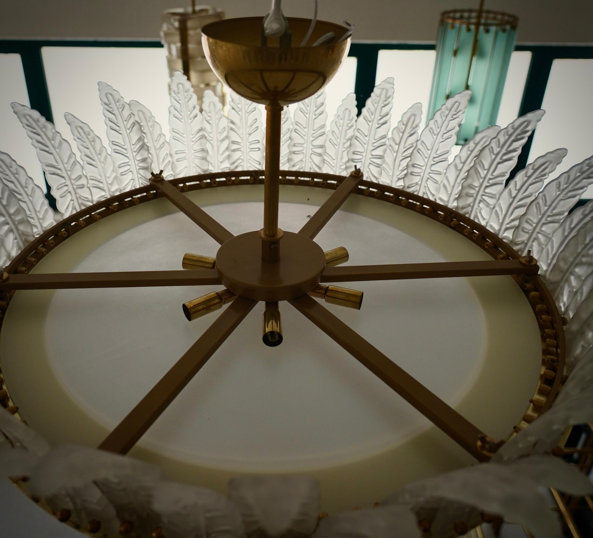 Murano Art Glass and Brass Ice White Color Chandelier and Pendant, 2000 For Sale 2