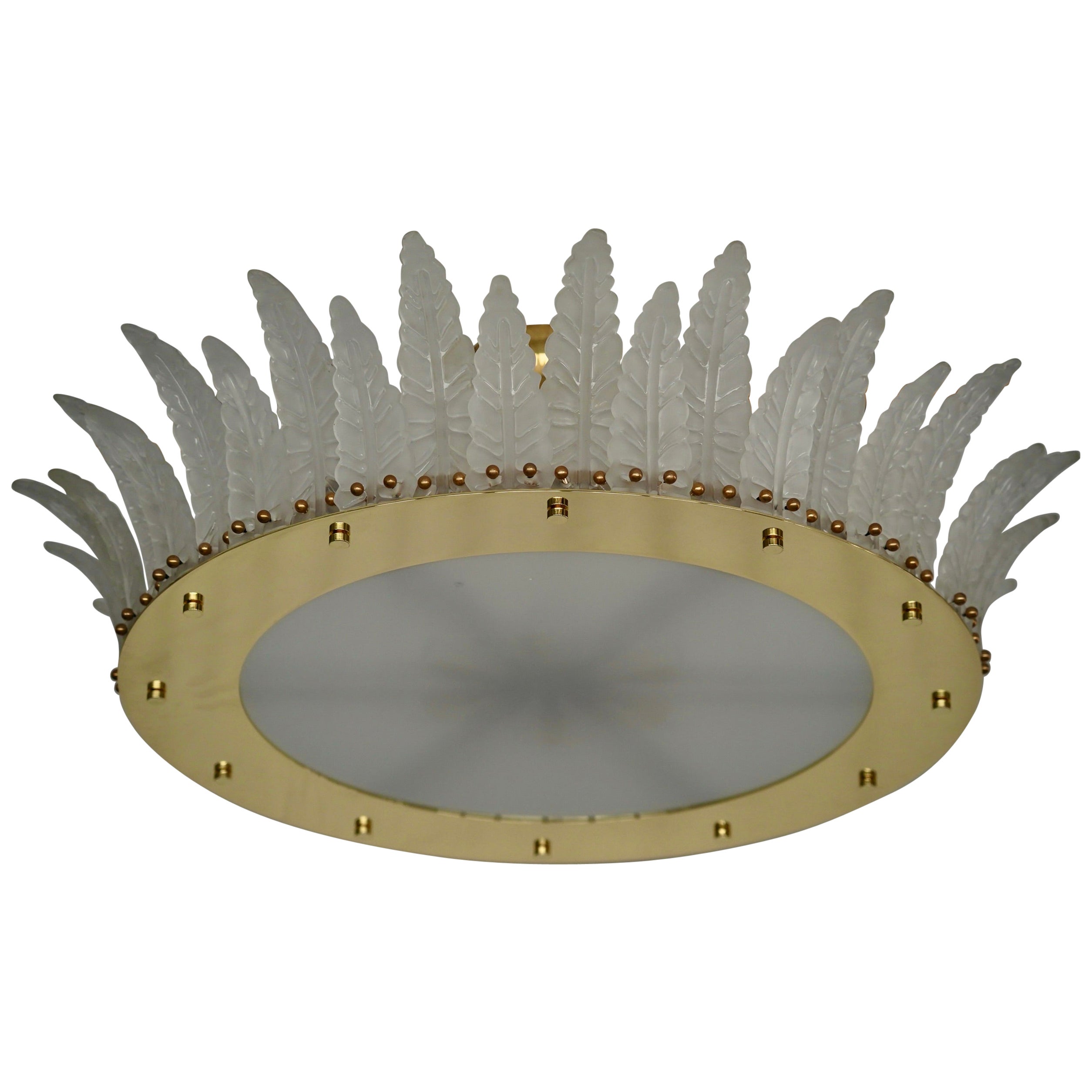 Murano Art Glass and Brass Ice White Color Chandelier and Pendant, 2000 For Sale