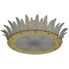 Murano Art Glass and Brass Ice White Color Chandelier and Pendant, 2000