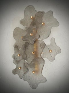 Murano Art Glass and Brass Smoky Gray Color Wall Light and Sconces, 2000