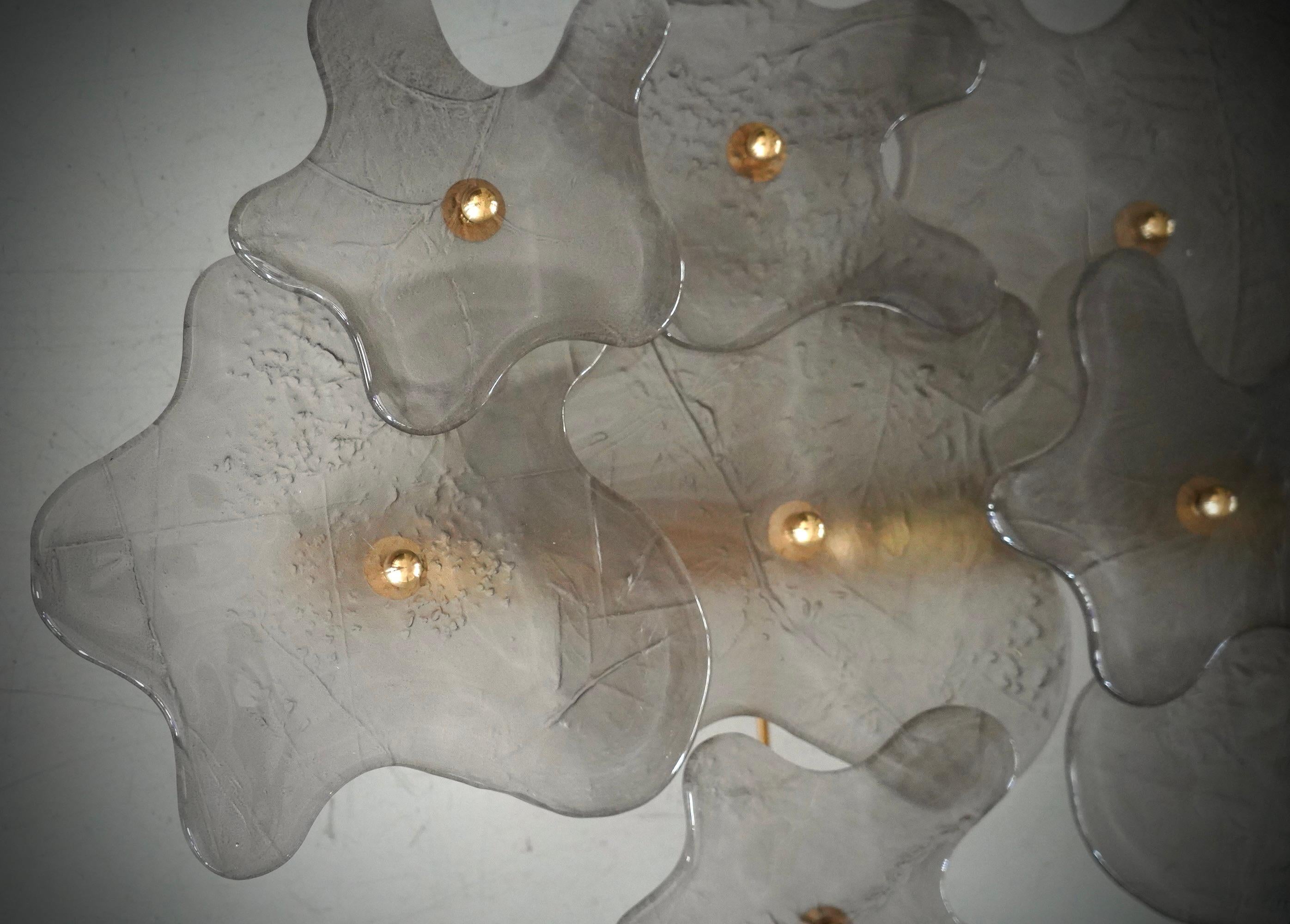 Aplique y Lámpara de Pared de Murano y Latón Color Blanco Hielo, 2000 en Bueno estado para la venta en Rome, IT