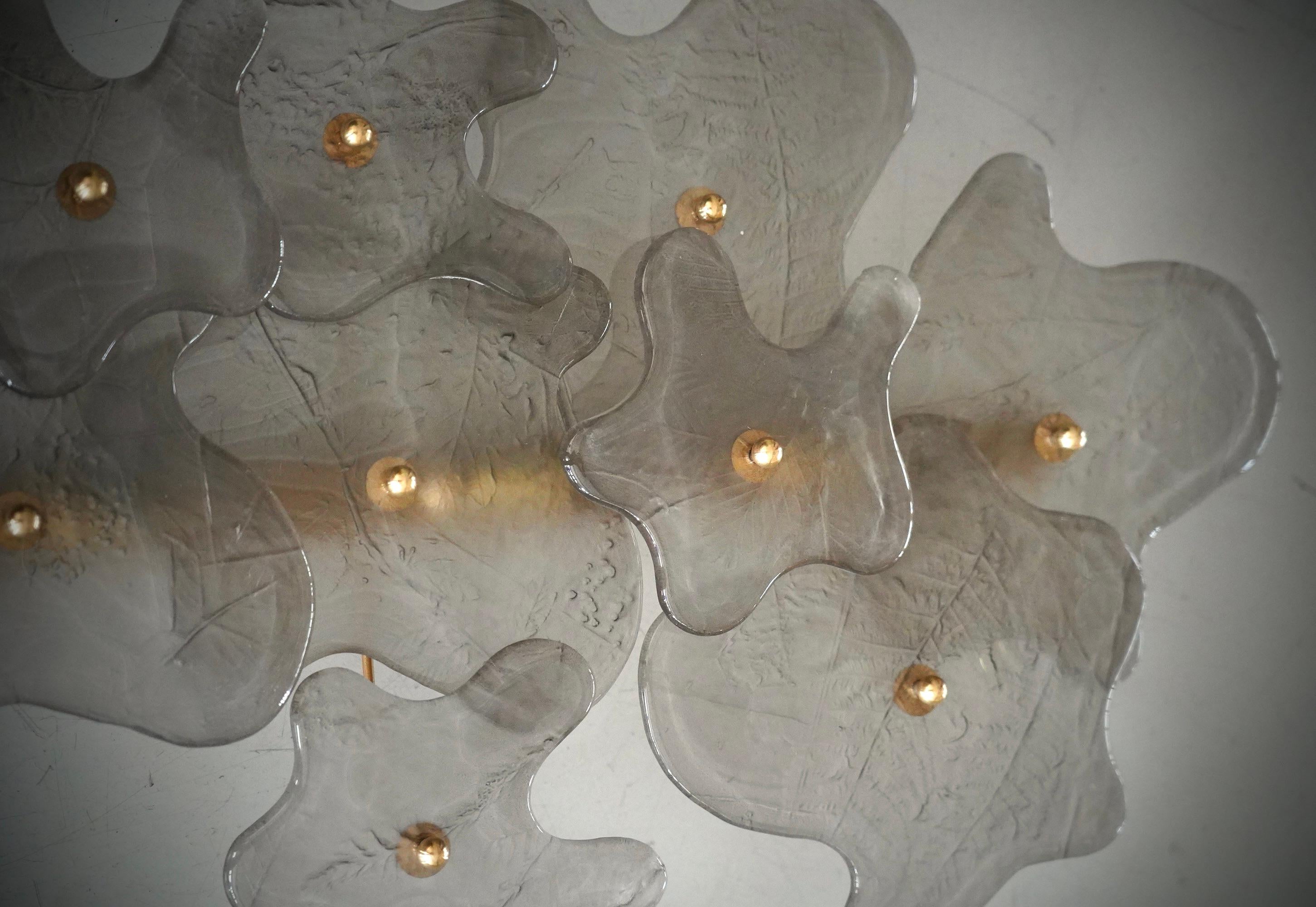 Aplique y Lámpara de Pared de Murano y Latón Color Blanco Hielo, 2000 Siglo XXI y contemporáneo en venta