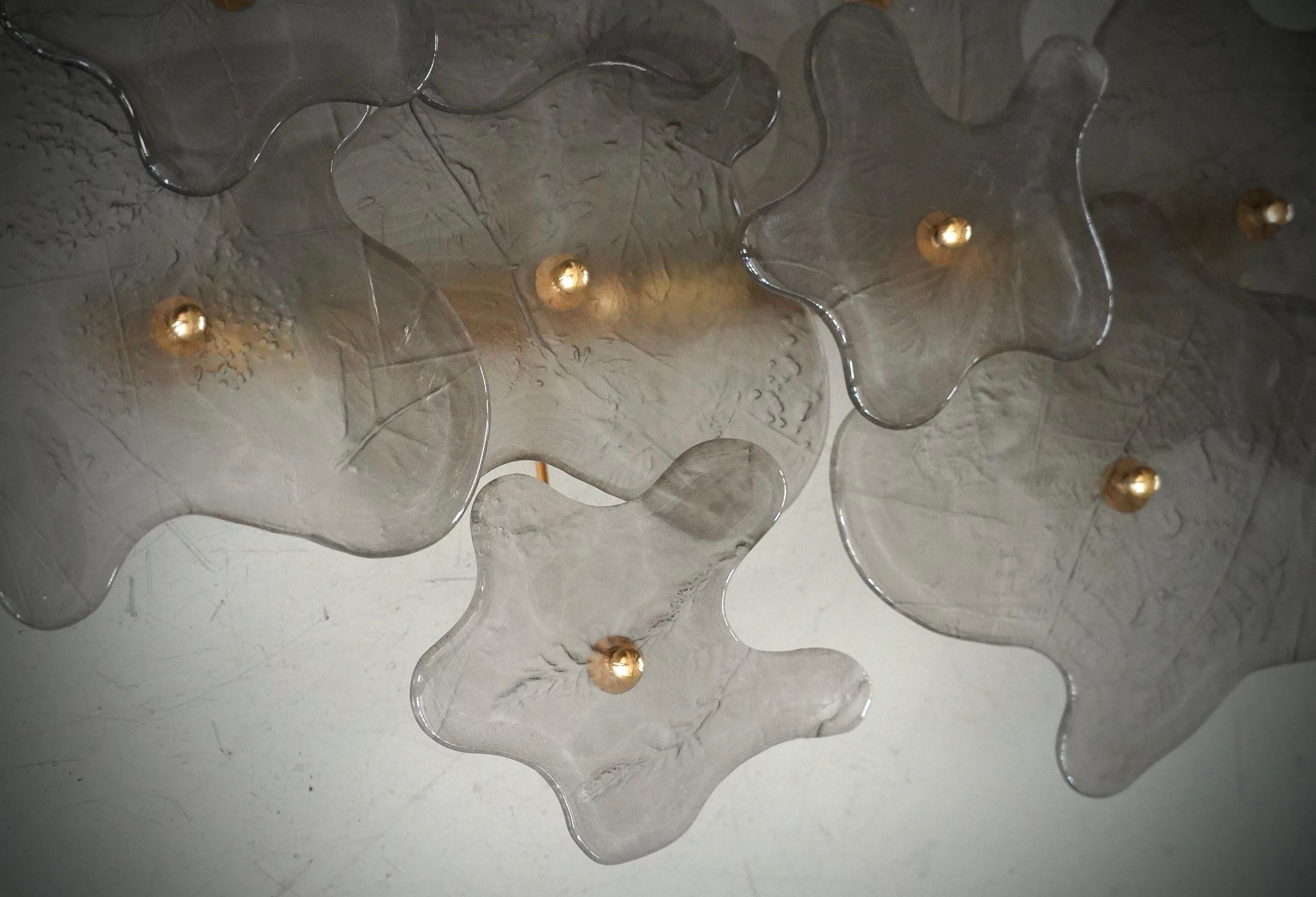 Aplique y Lámpara de Pared de Murano y Latón Color Blanco Hielo, 2000 en venta 1