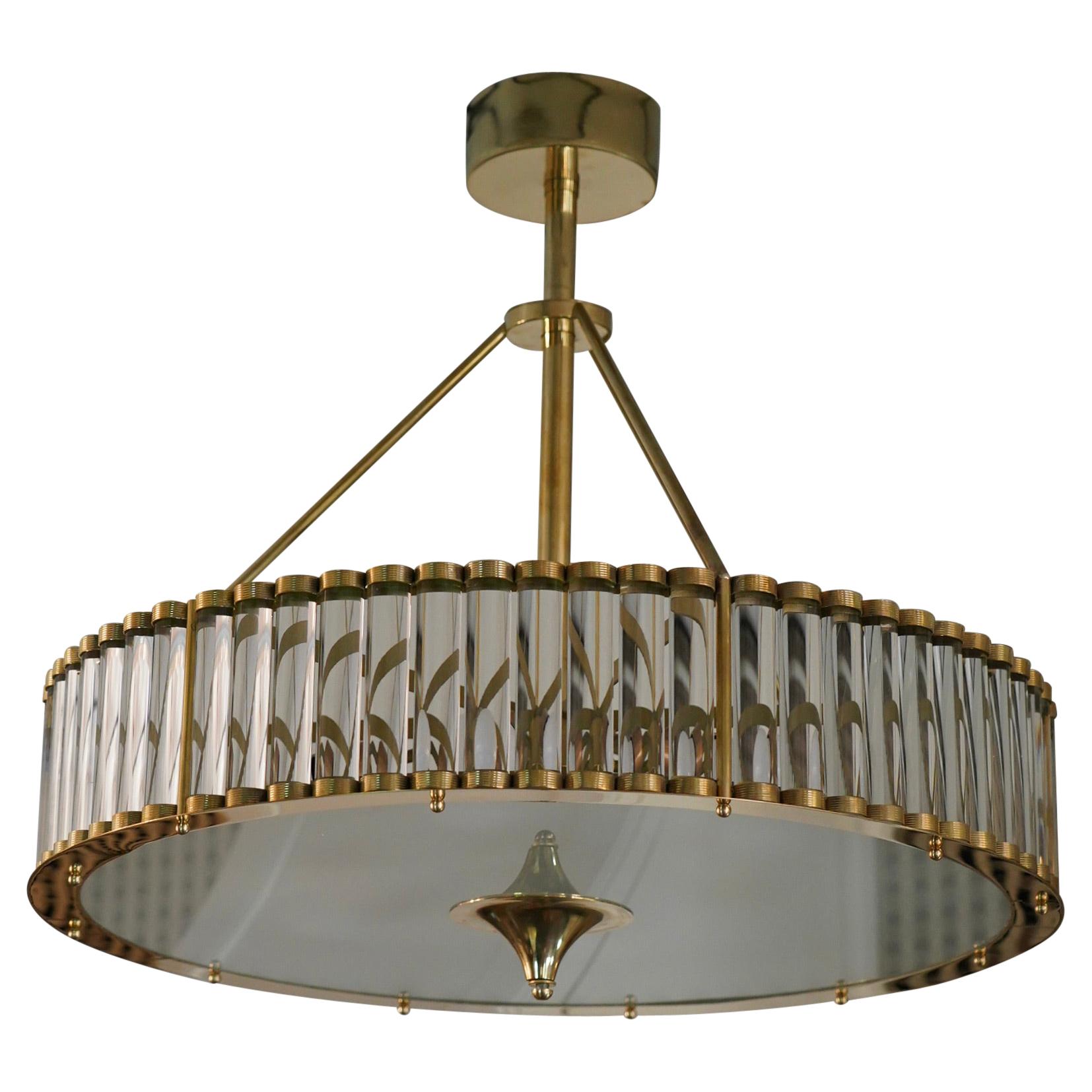 Murano Art Glass and Brass Italian Mid-Century Chandelier, 1970