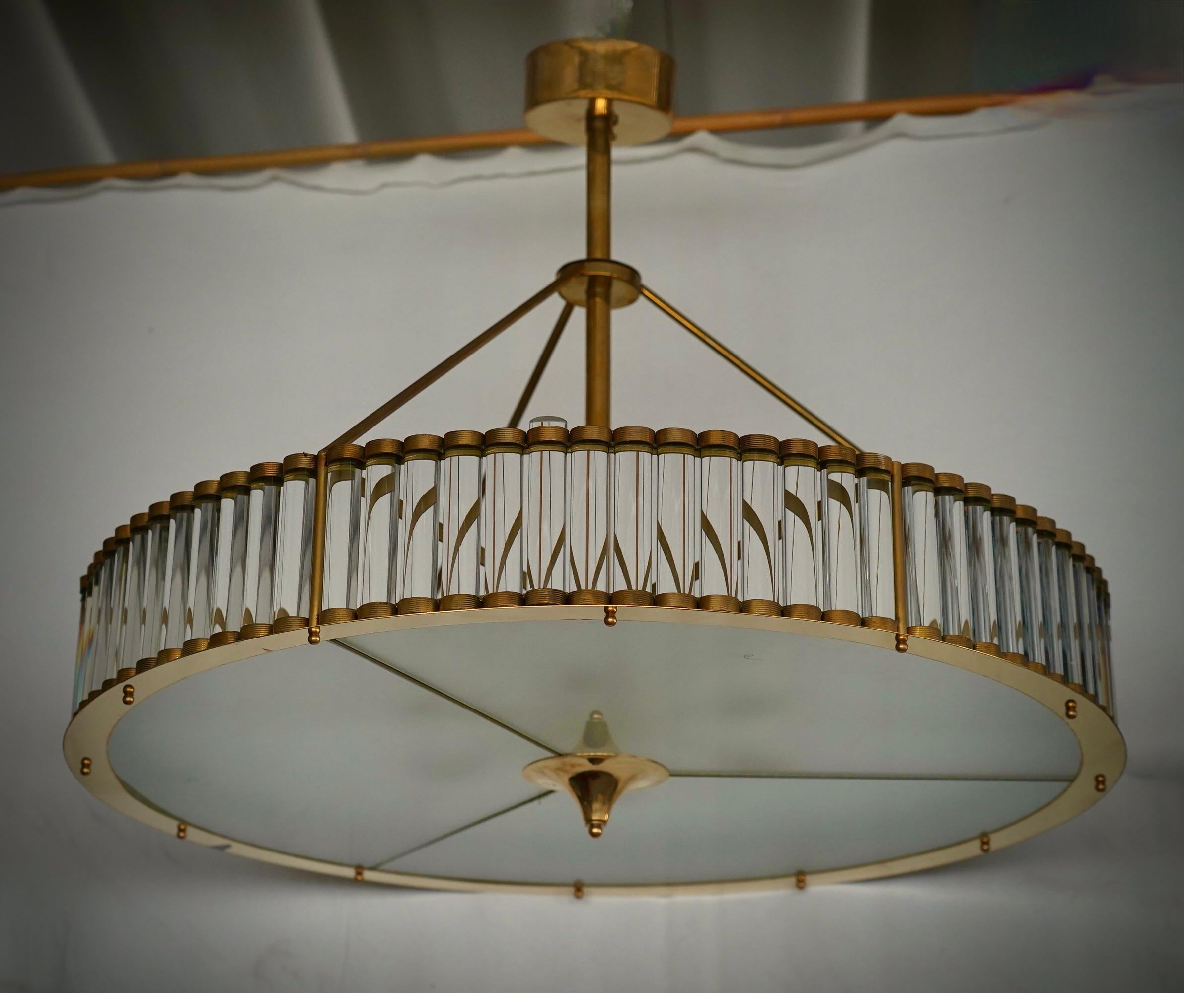 Italienischer Mid-Century-Kronleuchter und Hängeleuchter aus Murano-Kunstglas und Messing, 2000 im Zustand „Gut“ im Angebot in Rome, IT