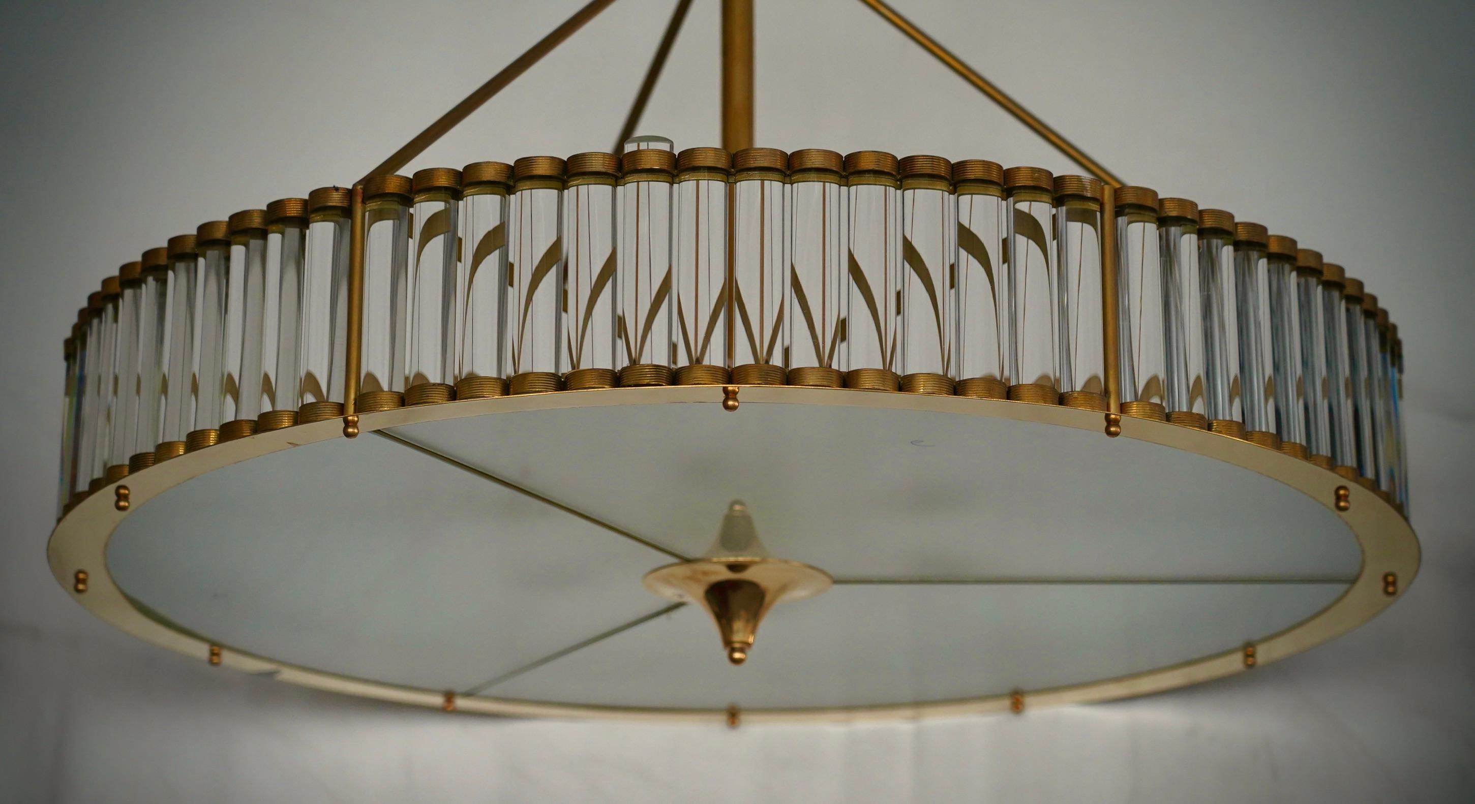 Italienischer Mid-Century-Kronleuchter und Hängeleuchter aus Murano-Kunstglas und Messing, 2000 (21. Jahrhundert und zeitgenössisch) im Angebot