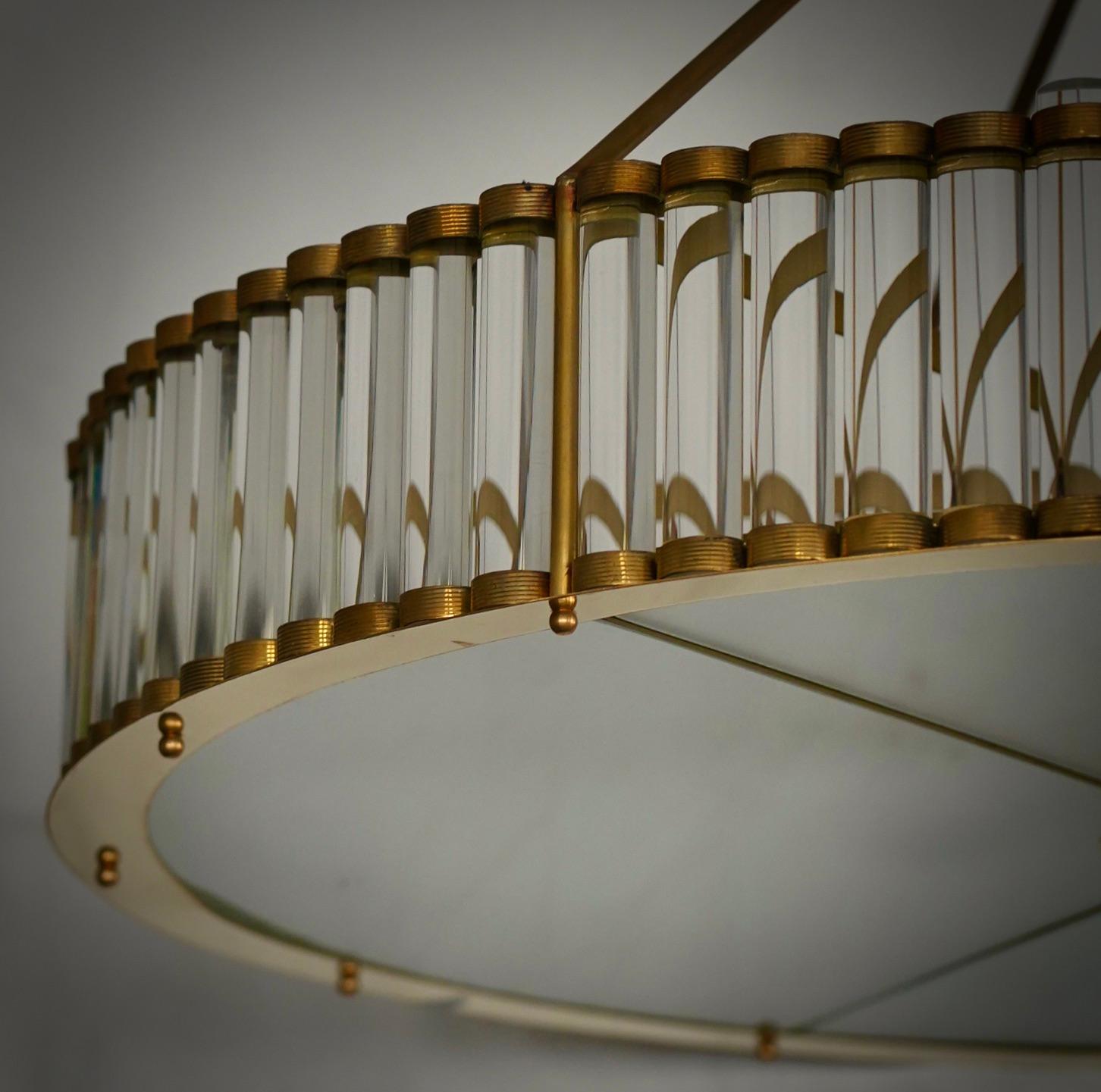 Italienischer Mid-Century-Kronleuchter und Hängeleuchter aus Murano-Kunstglas und Messing, 2000 im Angebot 2