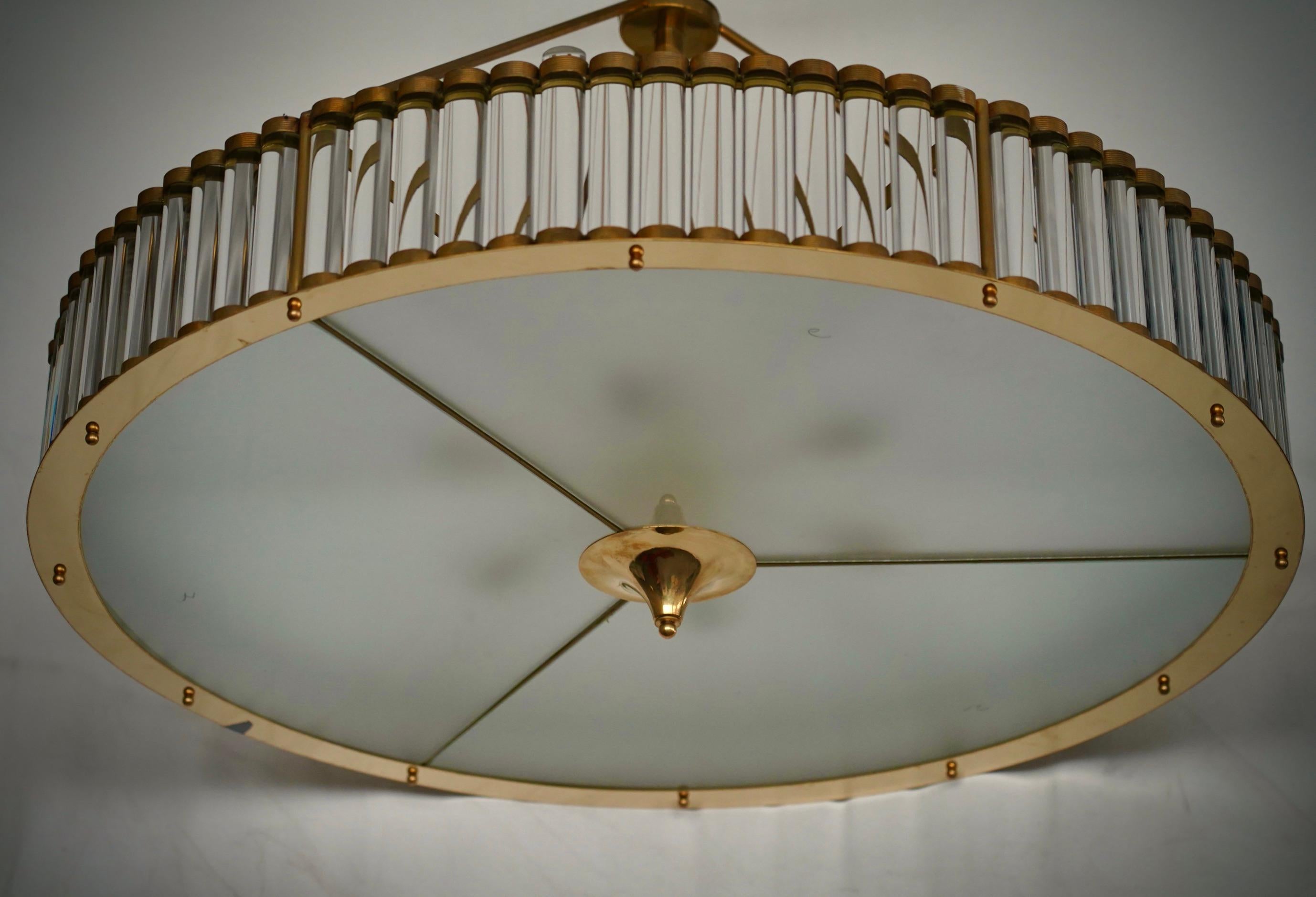 Italienischer Mid-Century-Kronleuchter und Hängeleuchter aus Murano-Kunstglas und Messing, 2000 im Angebot 4