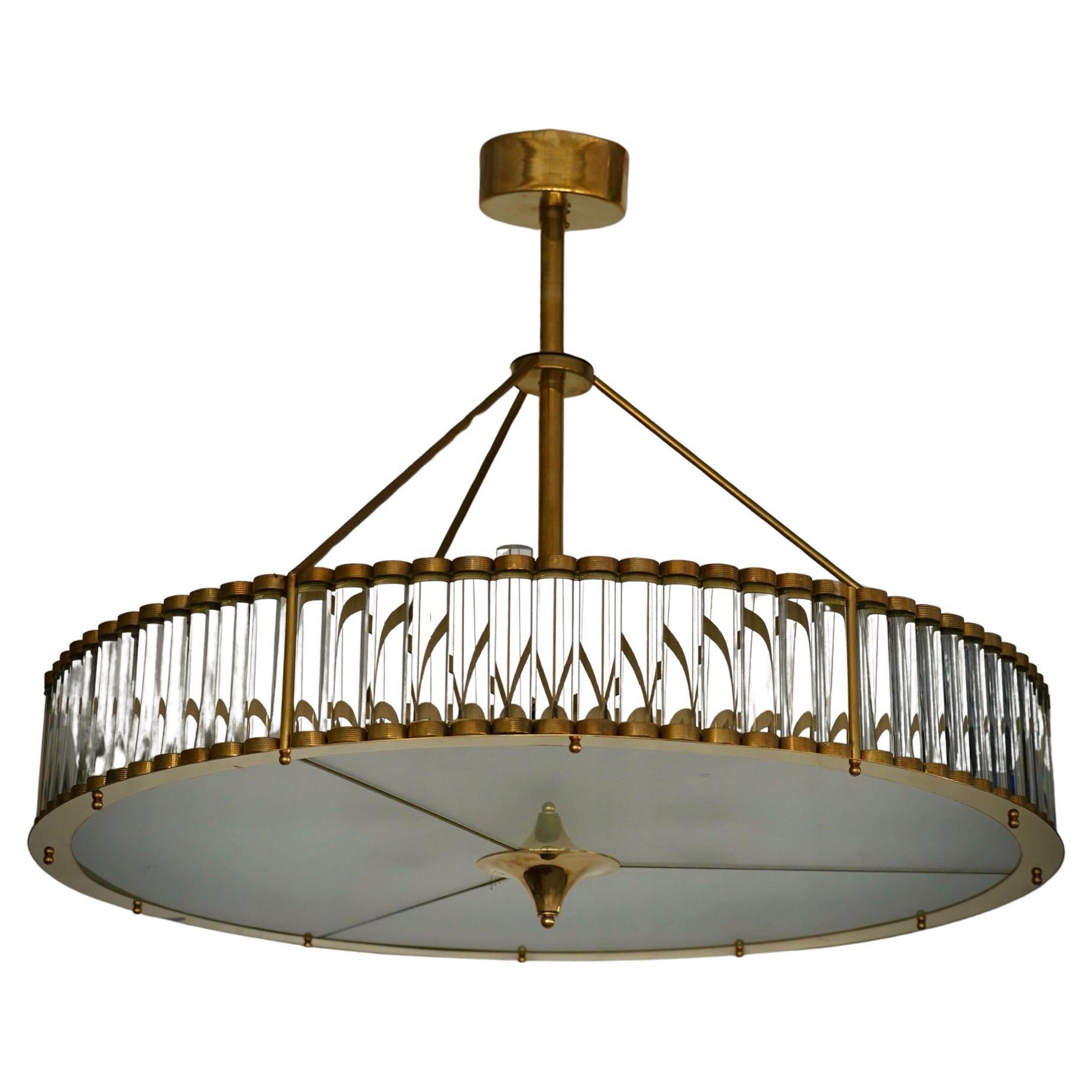 Italienischer Mid-Century-Kronleuchter und Hängeleuchter aus Murano-Kunstglas und Messing, 2000 im Angebot