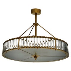 Murano Art Glass and Brass Italian Mid-Century Chandelier and Pendant, 2000