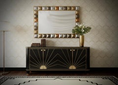 Murano Art Glass and Brass Italian Mid-Century Console / Wall Mirror, 2020