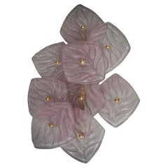 Appliques et éclairages muraux en verre d'art de Murano et laiton de couleur rose clair, 2000