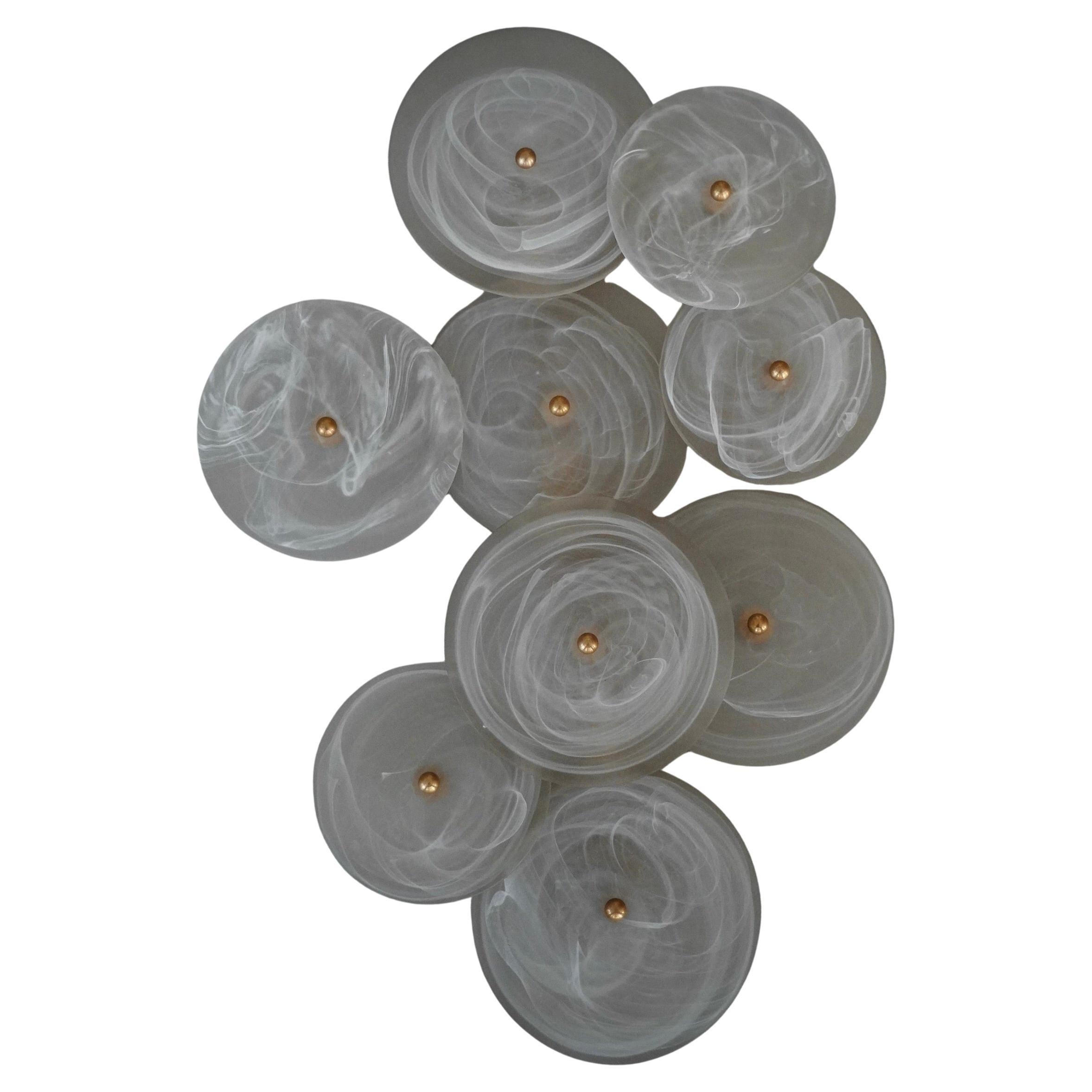 Murano Art Glass and Brass Light White Color Wall Light and Sconces, 2020