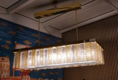 Murano Art Glass and Brass Midcentury Chandelier, 1980