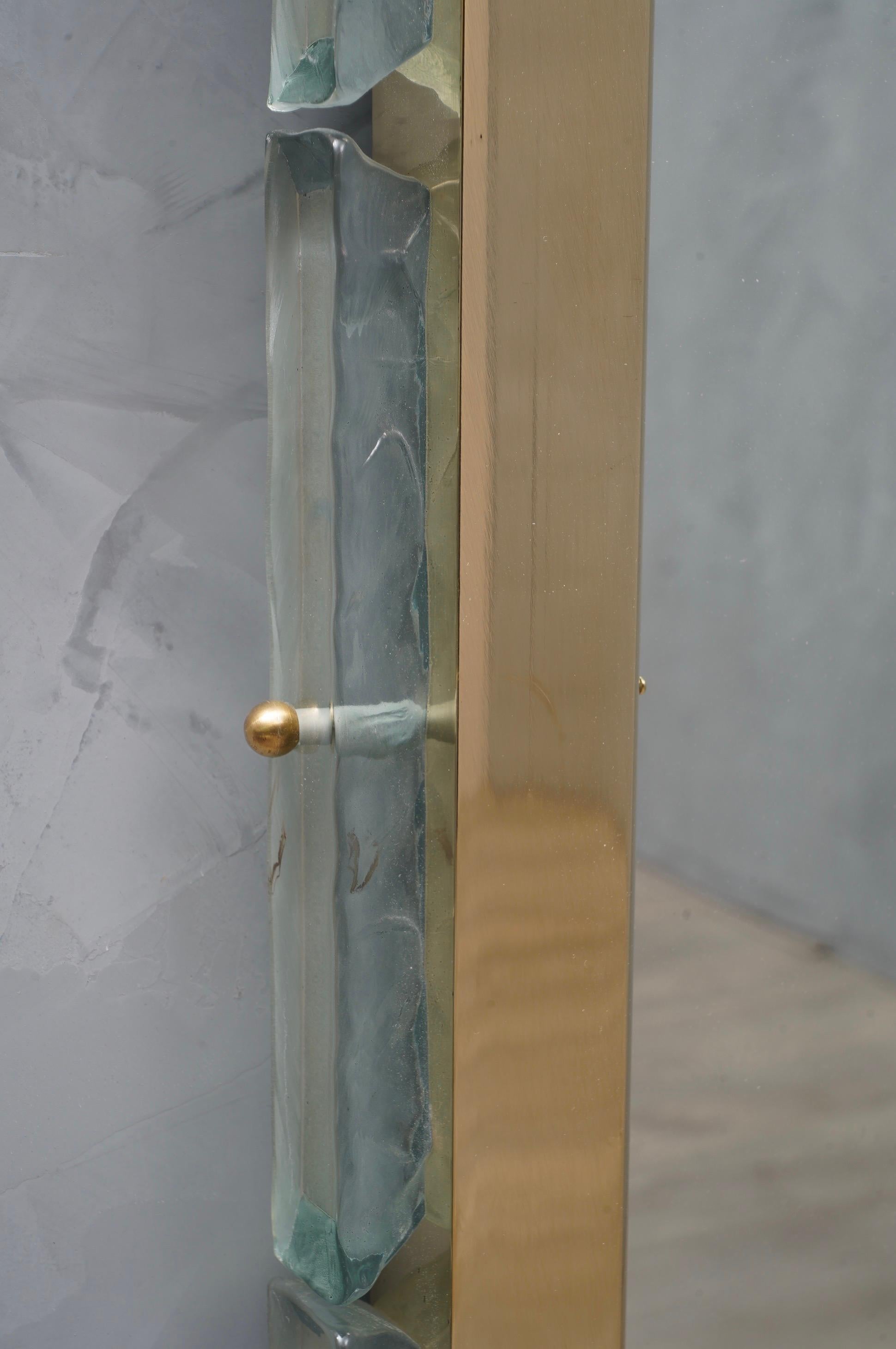 Late 20th Century Murano Art Glass and Brass Midcentury Wall Mirror, 1970
