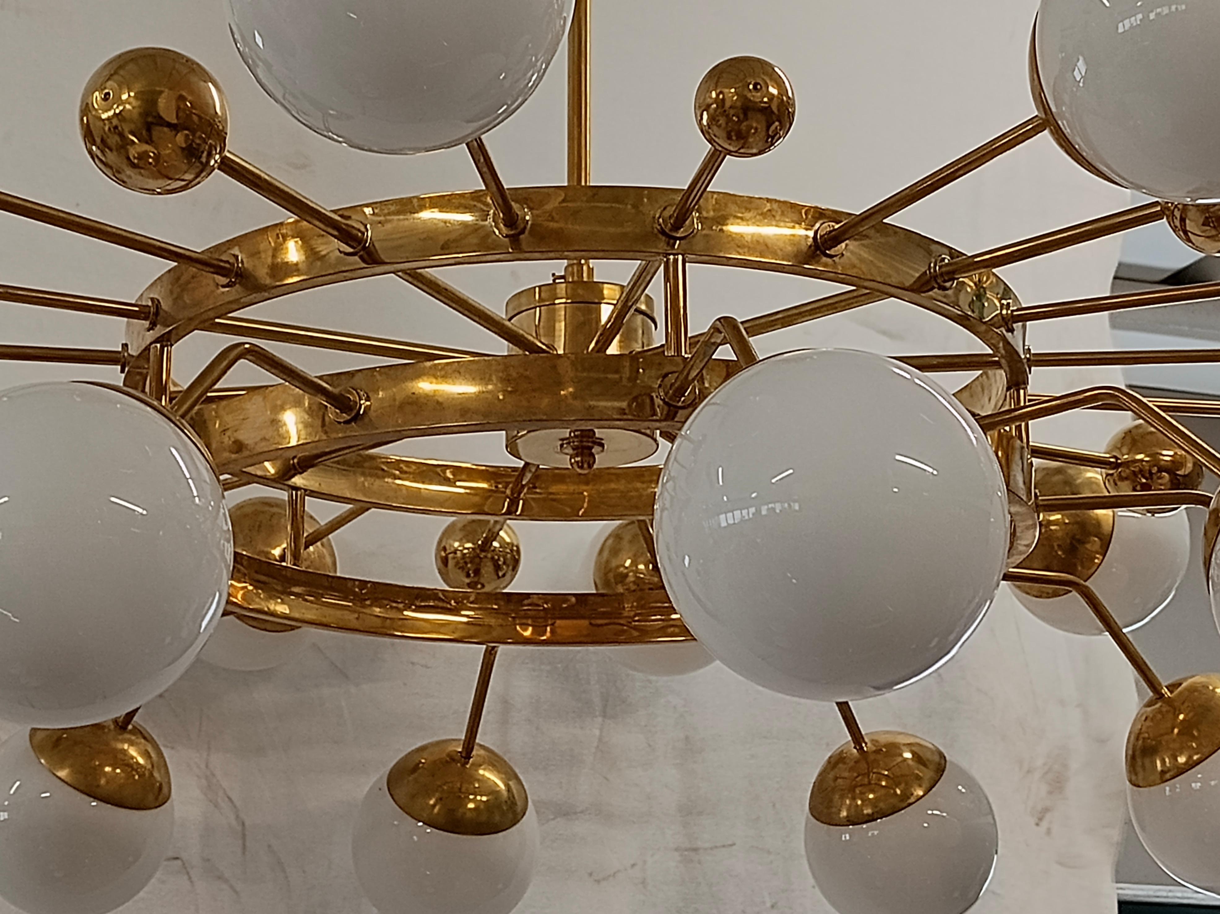 Murano Art Glass and Brass Midcentury Chandelier, 2000 For Sale 2