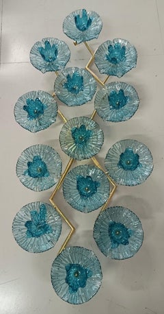 Murano Art Glass and Brass Midcentury Chandelier / Wall Light, 2000