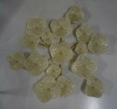 Murano Art Glass and Brass Midcentury Chandelier / Wall Light, 2000