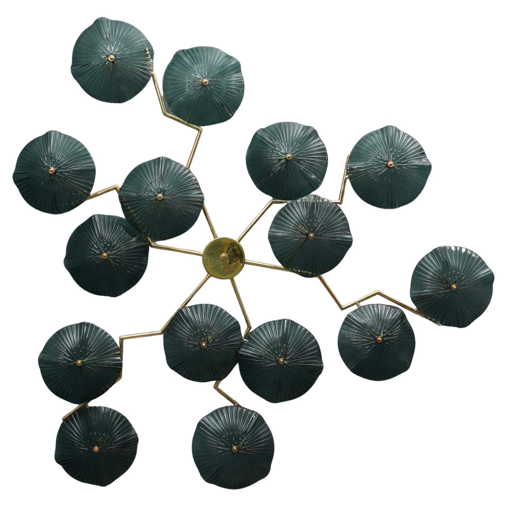  Murano Art Glass and Brass Midcentury Chandelier / Wall Light, 2000 For Sale