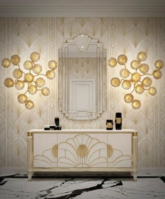 Murano Art Glass and Brass Midcentury Chandelier / Wall Light, 2020