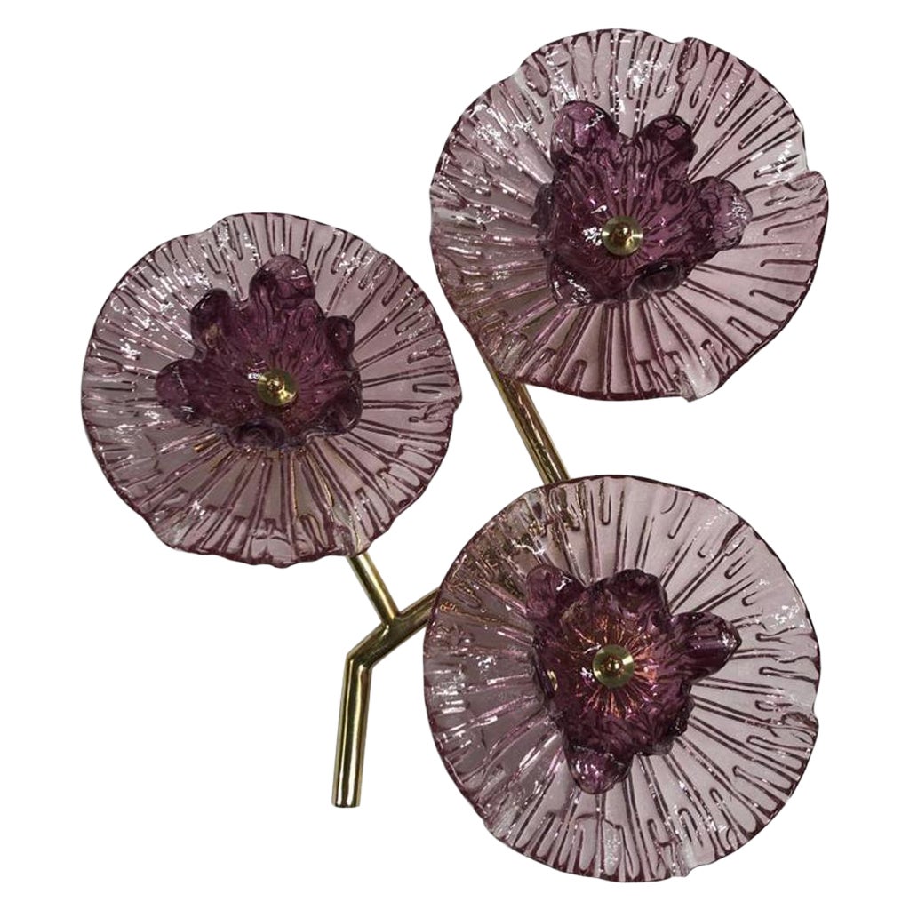 Murano Art Glass and Brass Midcentury Wall Light, 2010